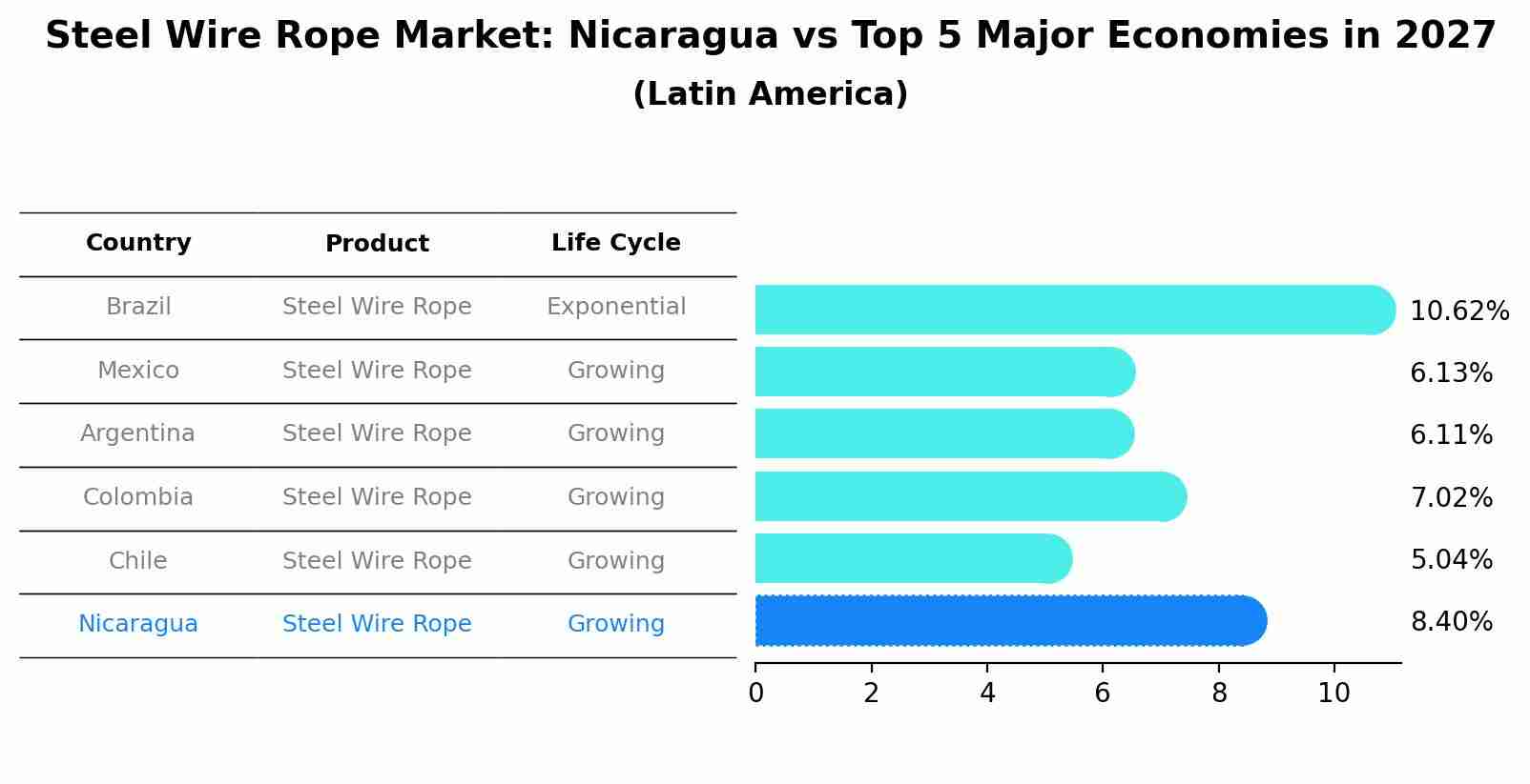 Steel Wire Rope Market: Nicaragua vs Top 5 Major Economies in 2027 (Latin America)