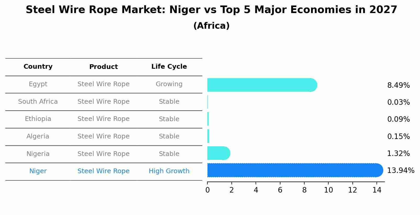 Steel Wire Rope Market: Niger vs Top 5 Major Economies in 2027 (Africa)