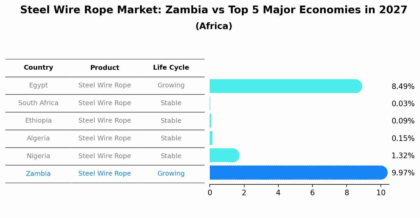 Steel Wire Rope Market: Zambia vs Top 5 Major Economies in 2027 (Africa)