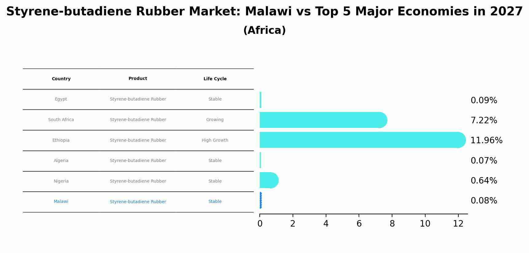 Styrene-butadiene Rubber Market: Malawi vs Top 5 Major Economies in 2027 (Africa)