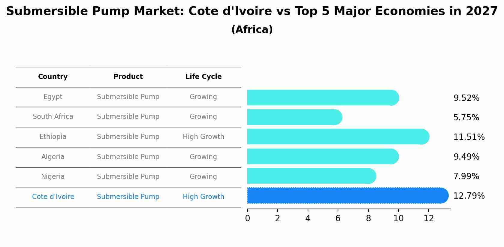 Submersible Pump Market: Cote d'Ivoire vs Top 5 Major Economies in 2027 (Africa)