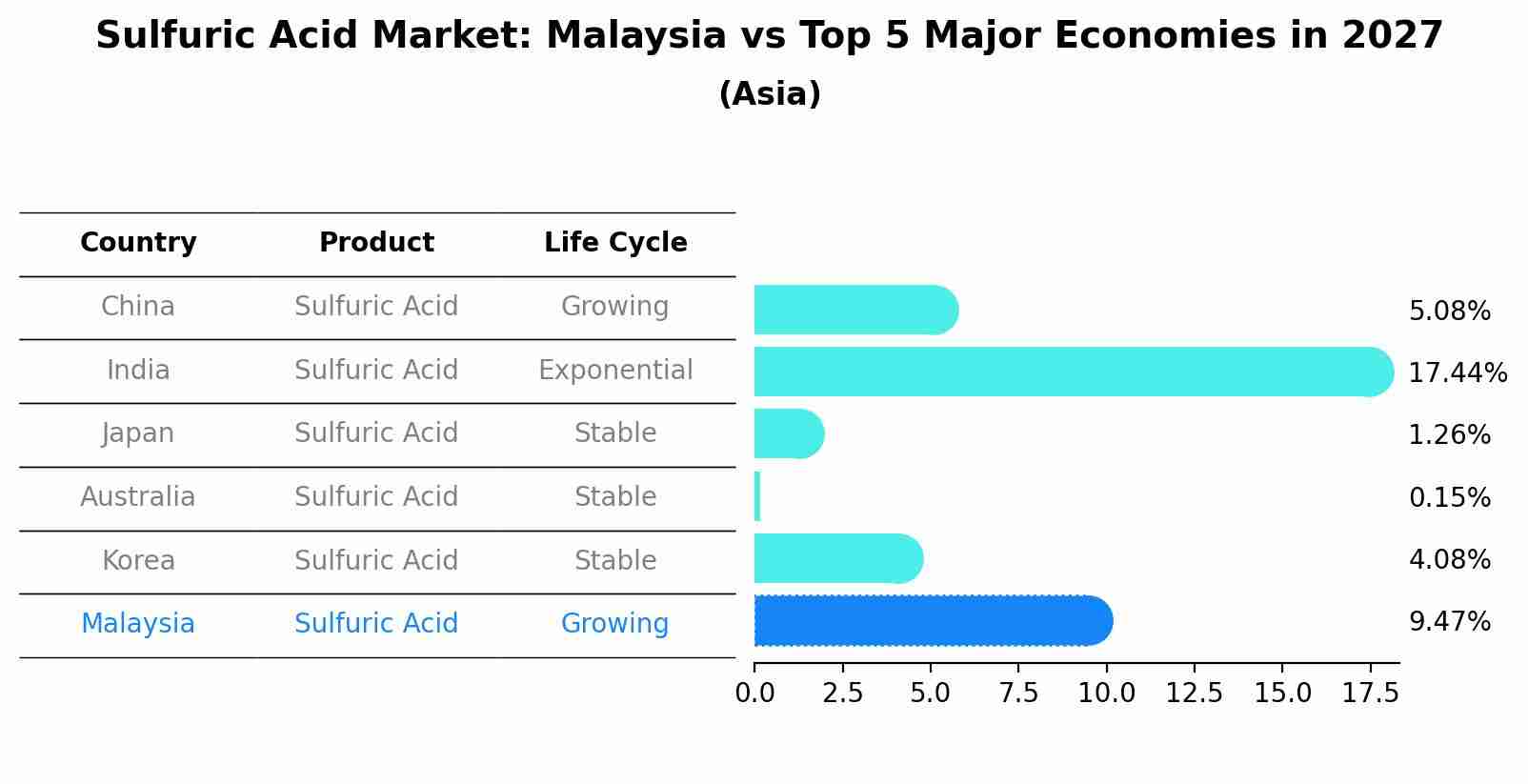 Sulfuric Acid Market: Malaysia vs Top 5 Major Economies in 2027 (Asia)