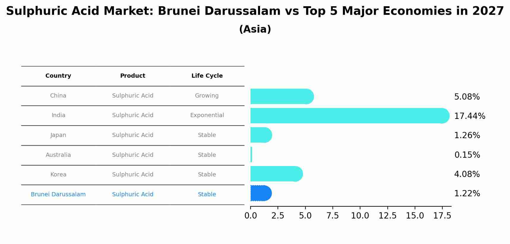Sulphuric Acid Market: Brunei Darussalam vs Top 5 Major Economies in 2027 (Asia)