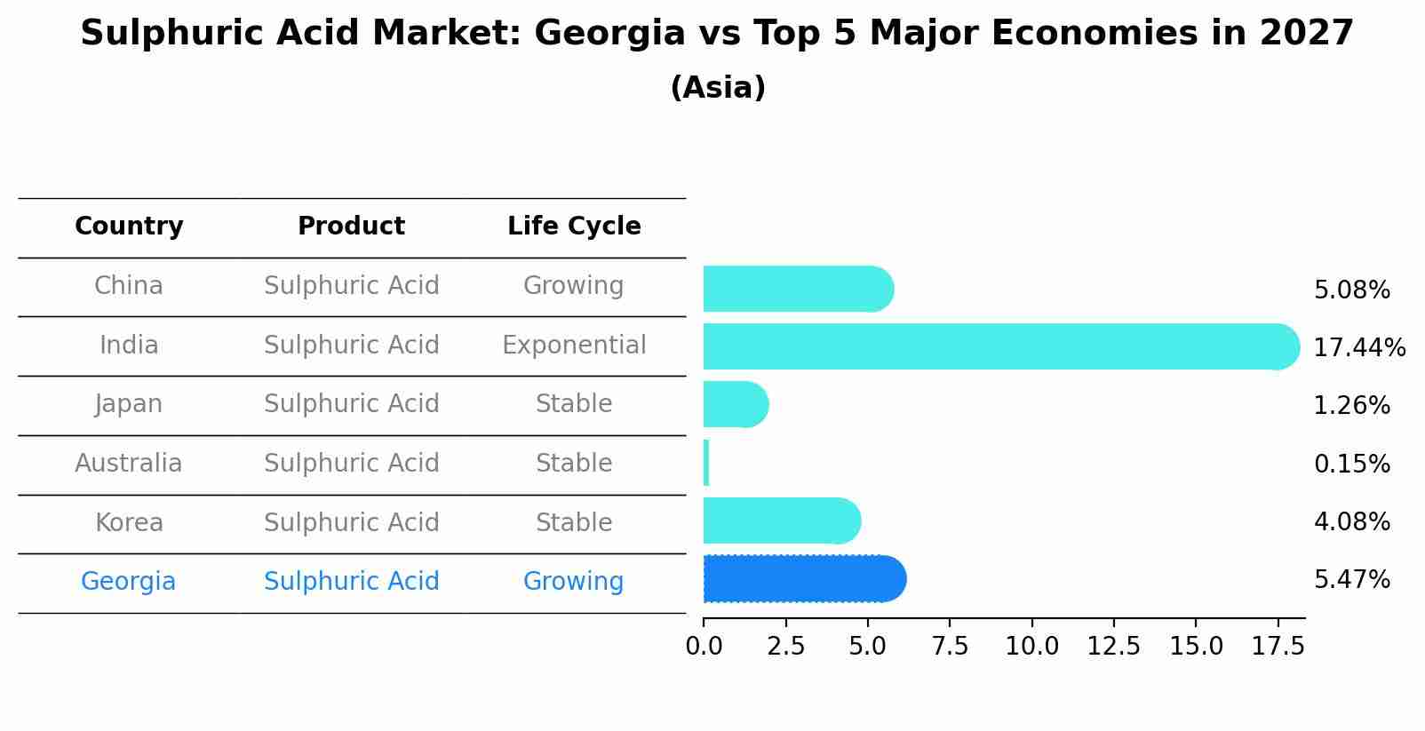 Sulphuric Acid Market: Georgia vs Top 5 Major Economies in 2027 (Asia)