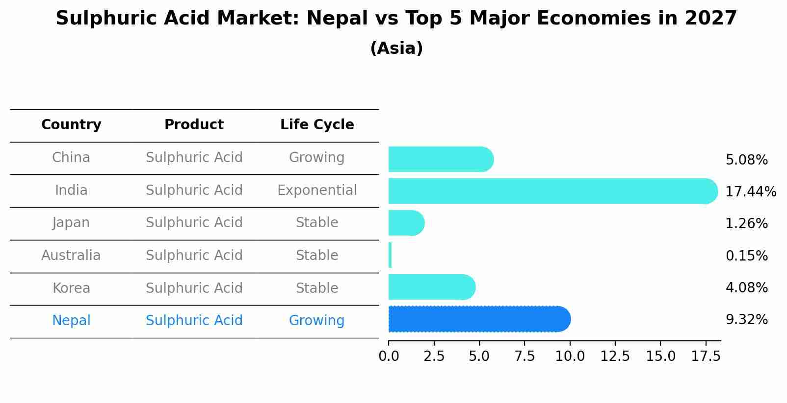 Sulphuric Acid Market: Nepal vs Top 5 Major Economies in 2027 (Asia)