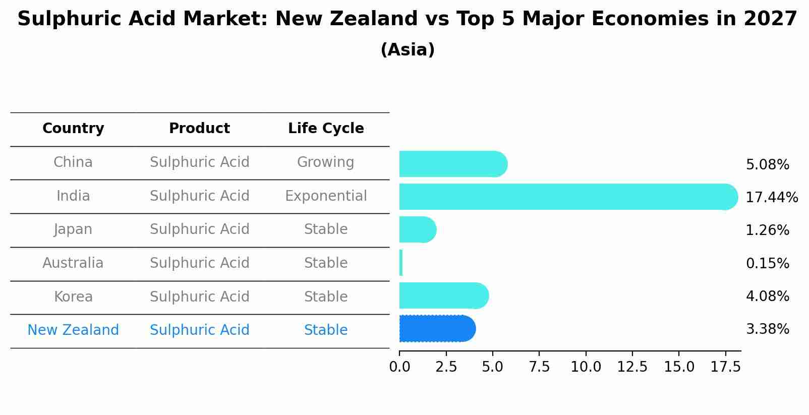 Sulphuric Acid Market: New Zealand vs Top 5 Major Economies in 2027 (Asia)