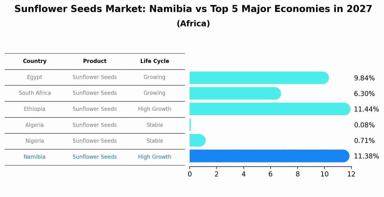 Sunflower Seeds Market: Namibia vs Top 5 Major Economies in 2027 (Africa)