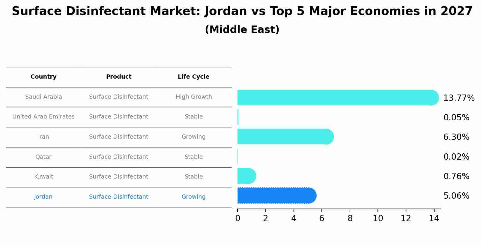 Surface Disinfectant Market: Jordan vs Top 5 Major Economies in 2027 (Middle East)