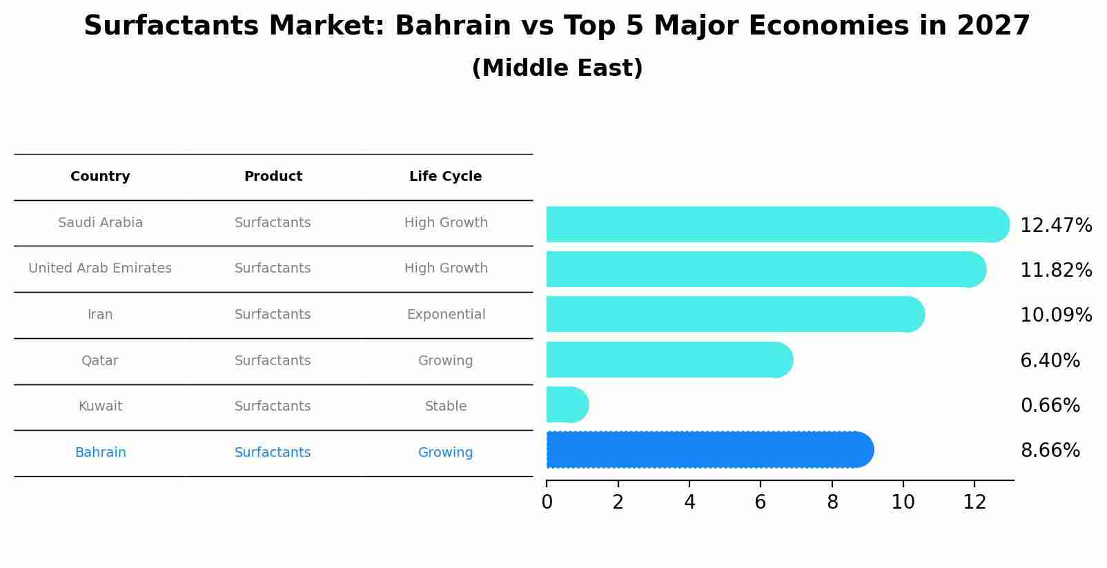 Surfactants Market: Bahrain vs Top 5 Major Economies in 2027 (Middle East)