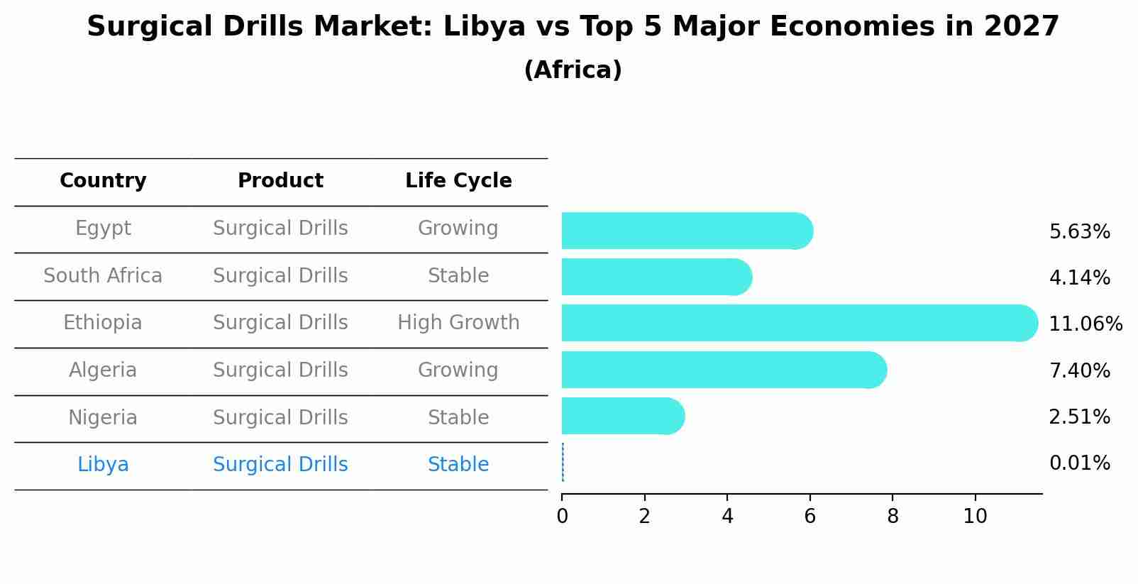 Surgical Drills Market: Libya vs Top 5 Major Economies in 2027 (Africa)