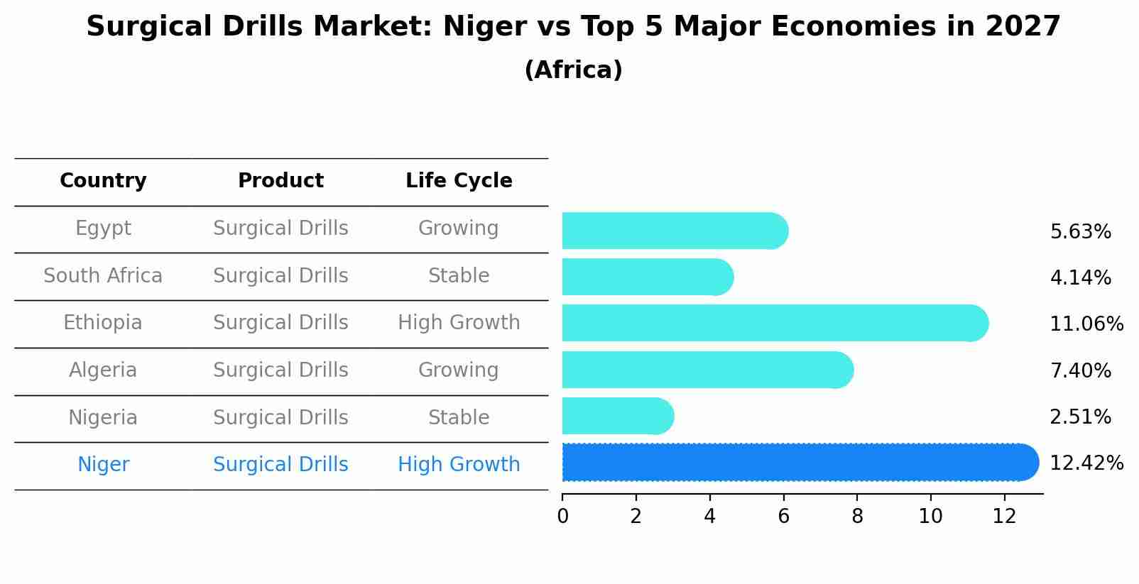 Surgical Drills Market: Niger vs Top 5 Major Economies in 2027 (Africa)