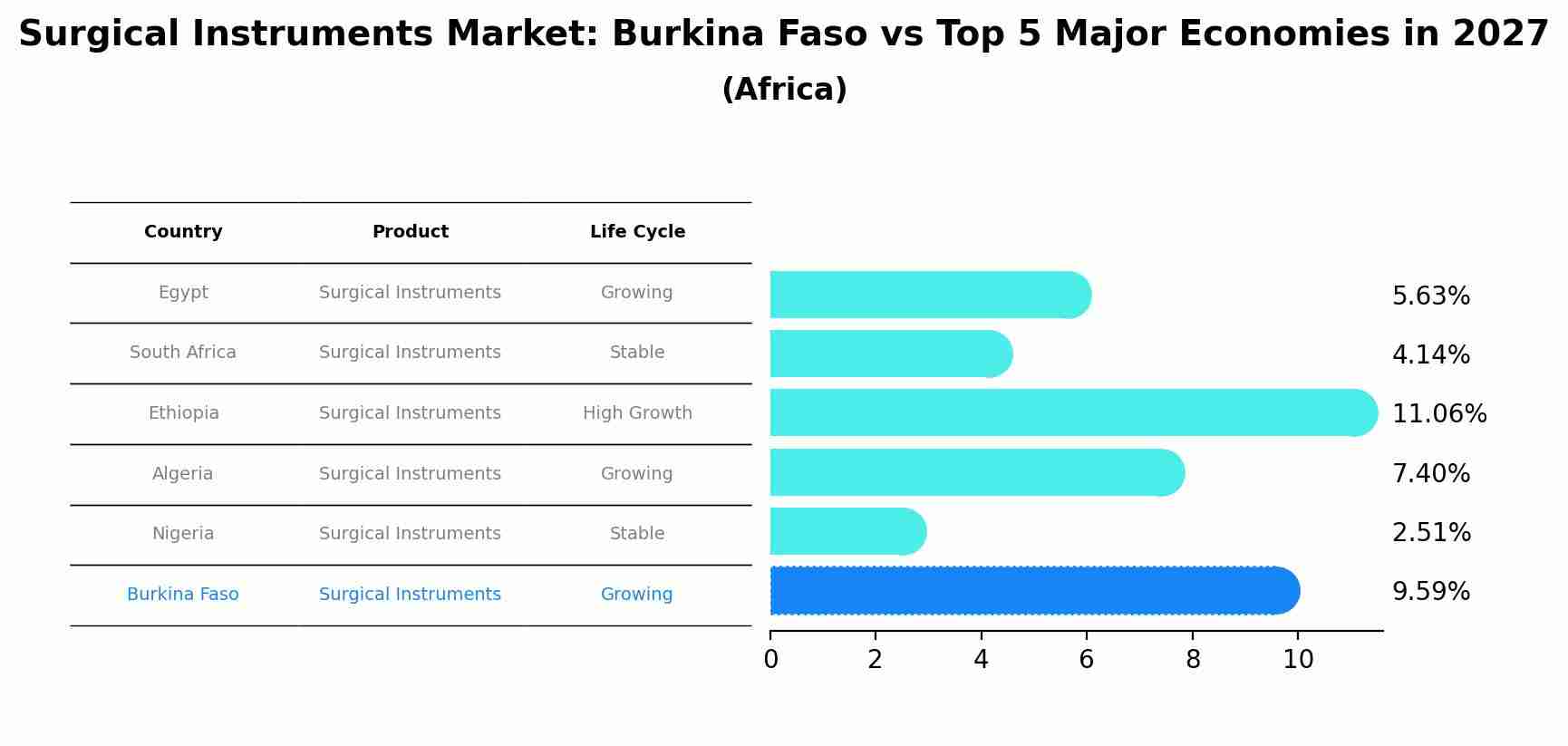 Surgical Instruments Market: Burkina Faso vs Top 5 Major Economies in 2027 (Africa)