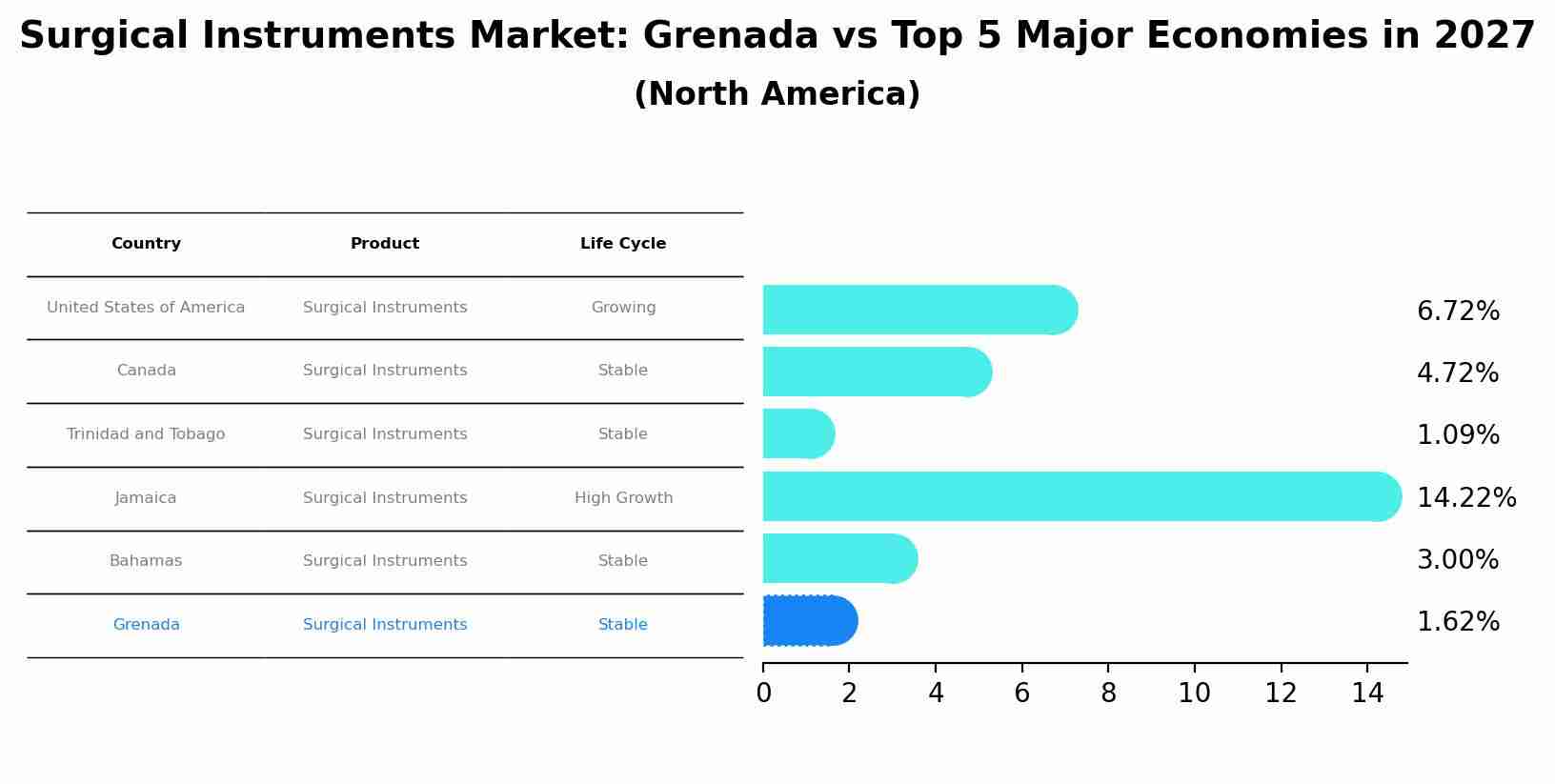 Surgical Instruments Market: Grenada vs Top 5 Major Economies in 2027 (North America)