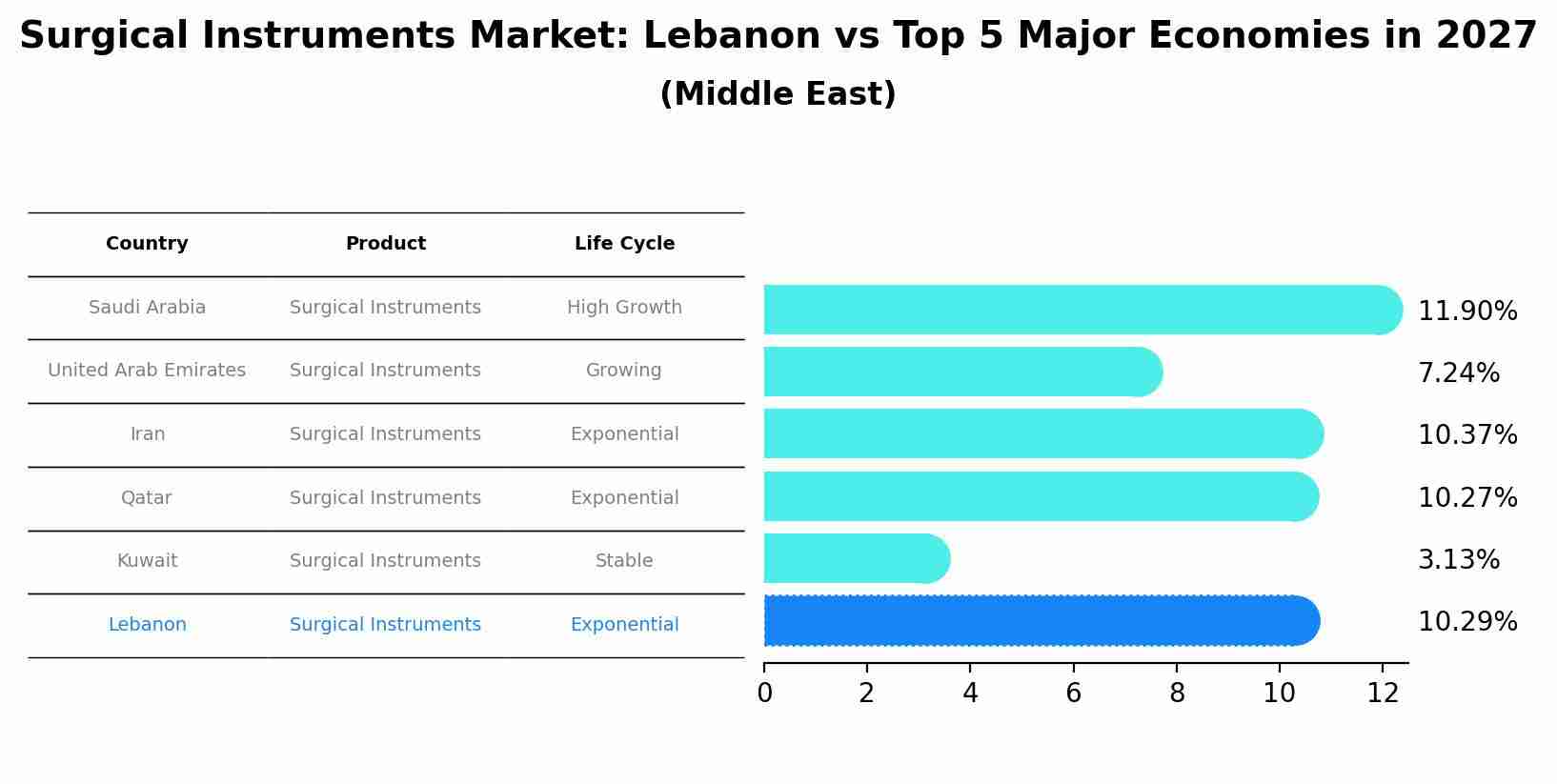 Surgical Instruments Market: Lebanon vs Top 5 Major Economies in 2027 (Middle East)