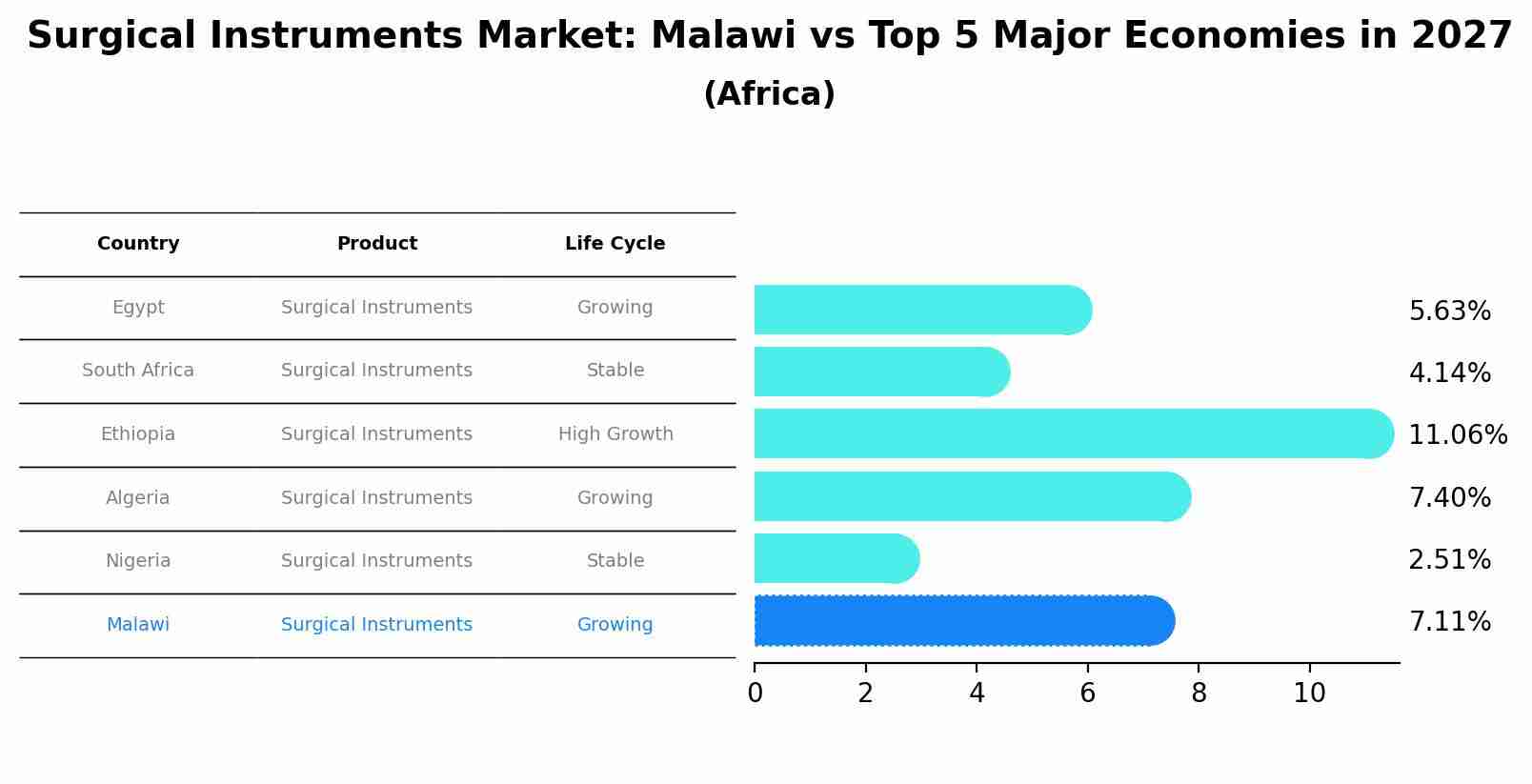 Surgical Instruments Market: Malawi vs Top 5 Major Economies in 2027 (Africa)