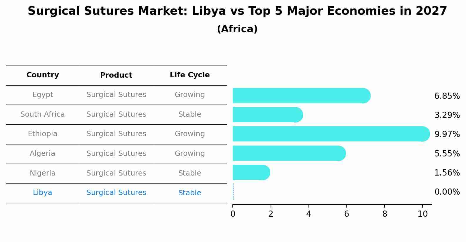 Surgical Sutures Market: Libya vs Top 5 Major Economies in 2027 (Africa)