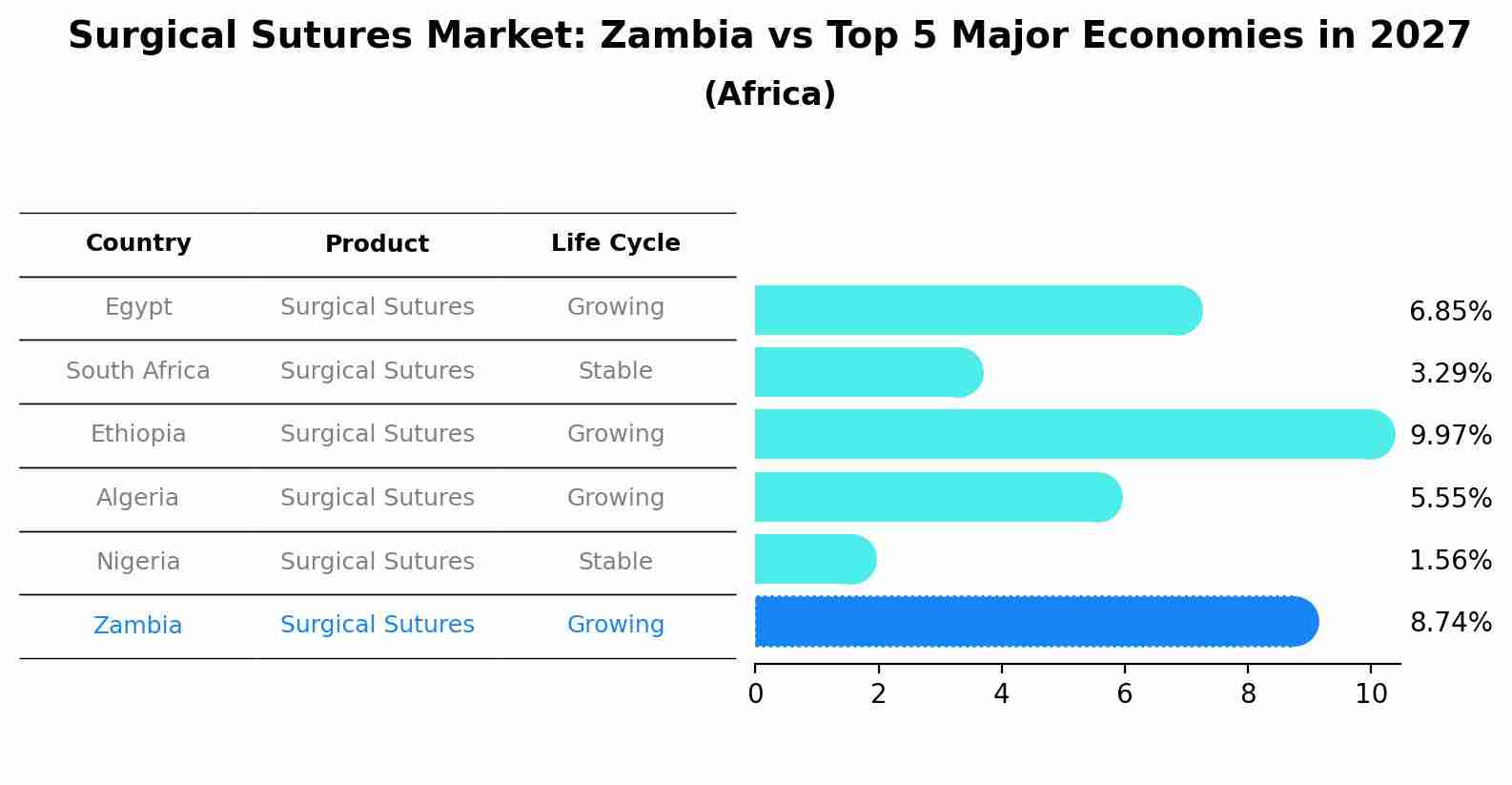 Surgical Sutures Market: Zambia vs Top 5 Major Economies in 2027 (Africa)