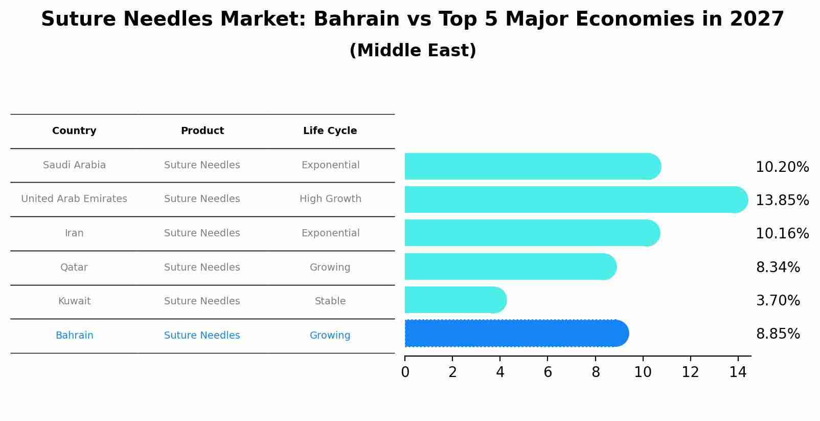 Suture Needles Market: Bahrain vs Top 5 Major Economies in 2027 (Middle East)