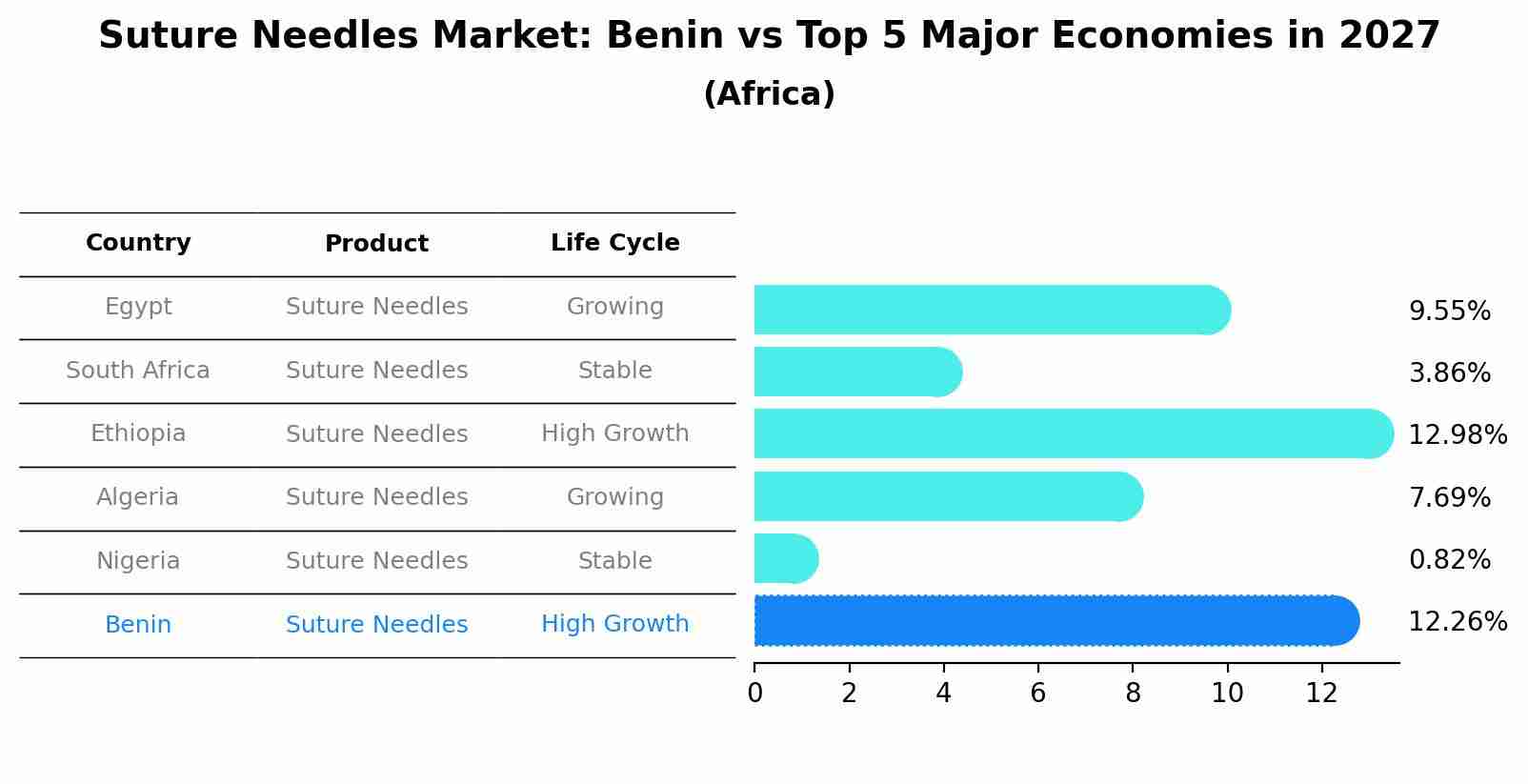 Suture Needles Market: Benin vs Top 5 Major Economies in 2027 (Africa)