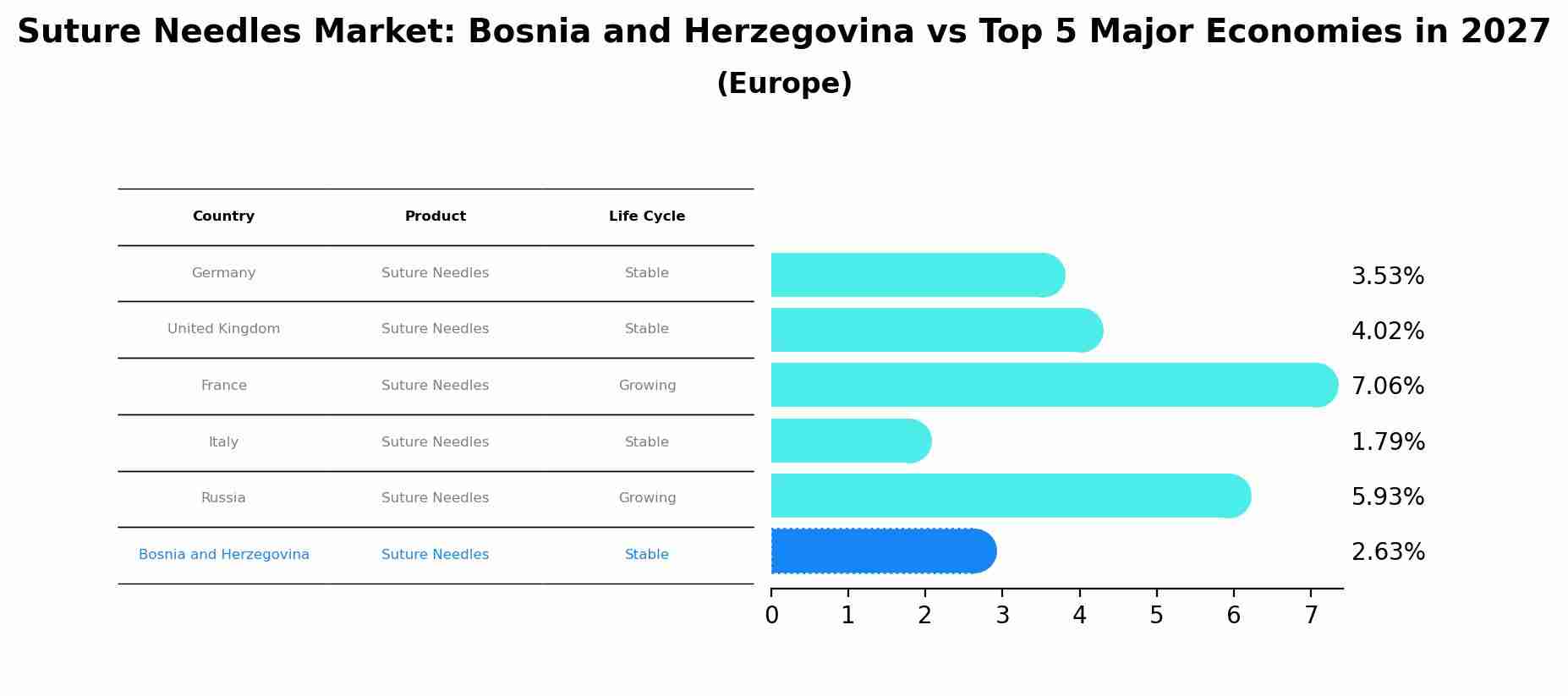 Suture Needles Market: Bosnia and Herzegovina vs Top 5 Major Economies in 2027 (Europe)