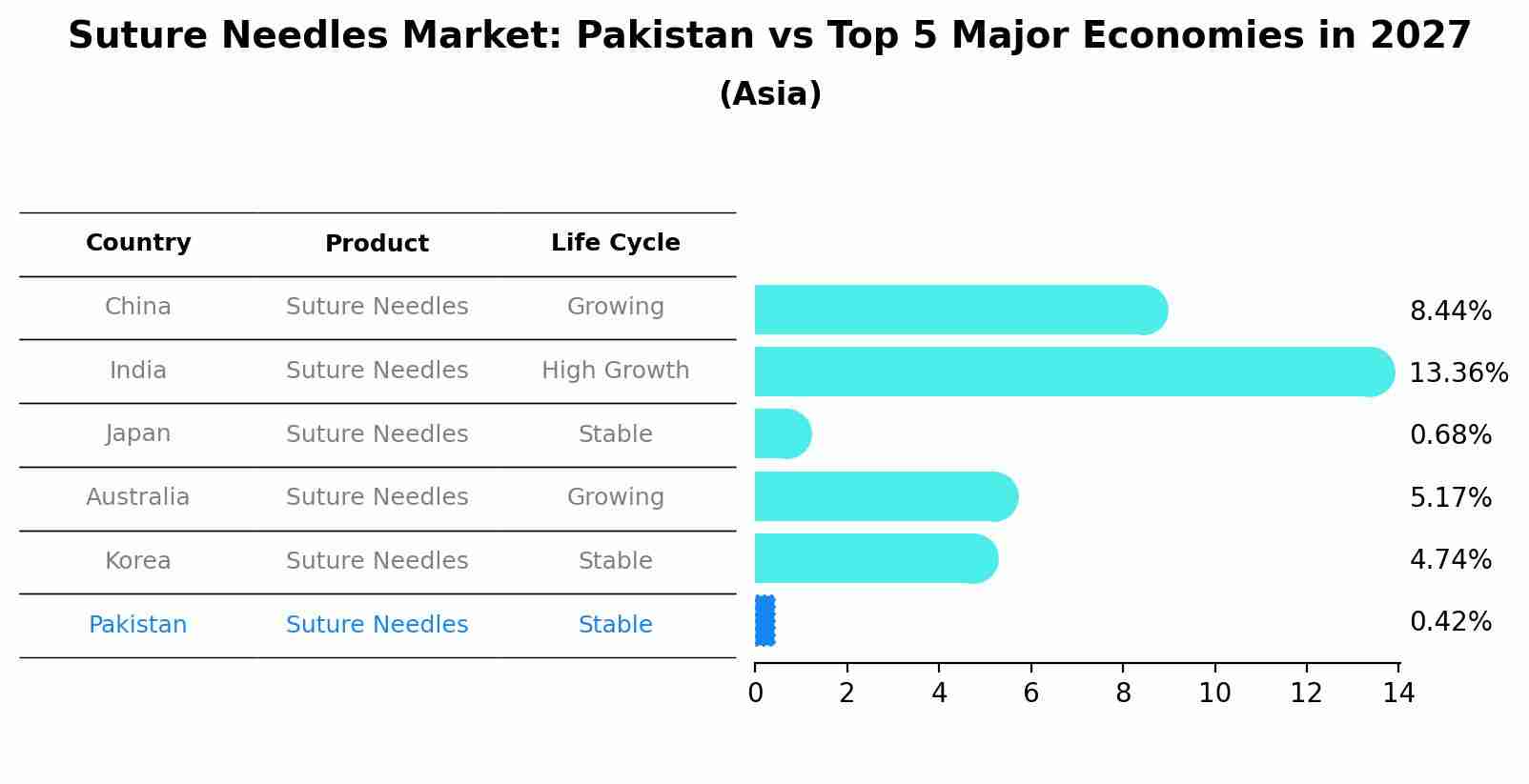 Suture Needles Market: Pakistan vs Top 5 Major Economies in 2027 (Asia)
