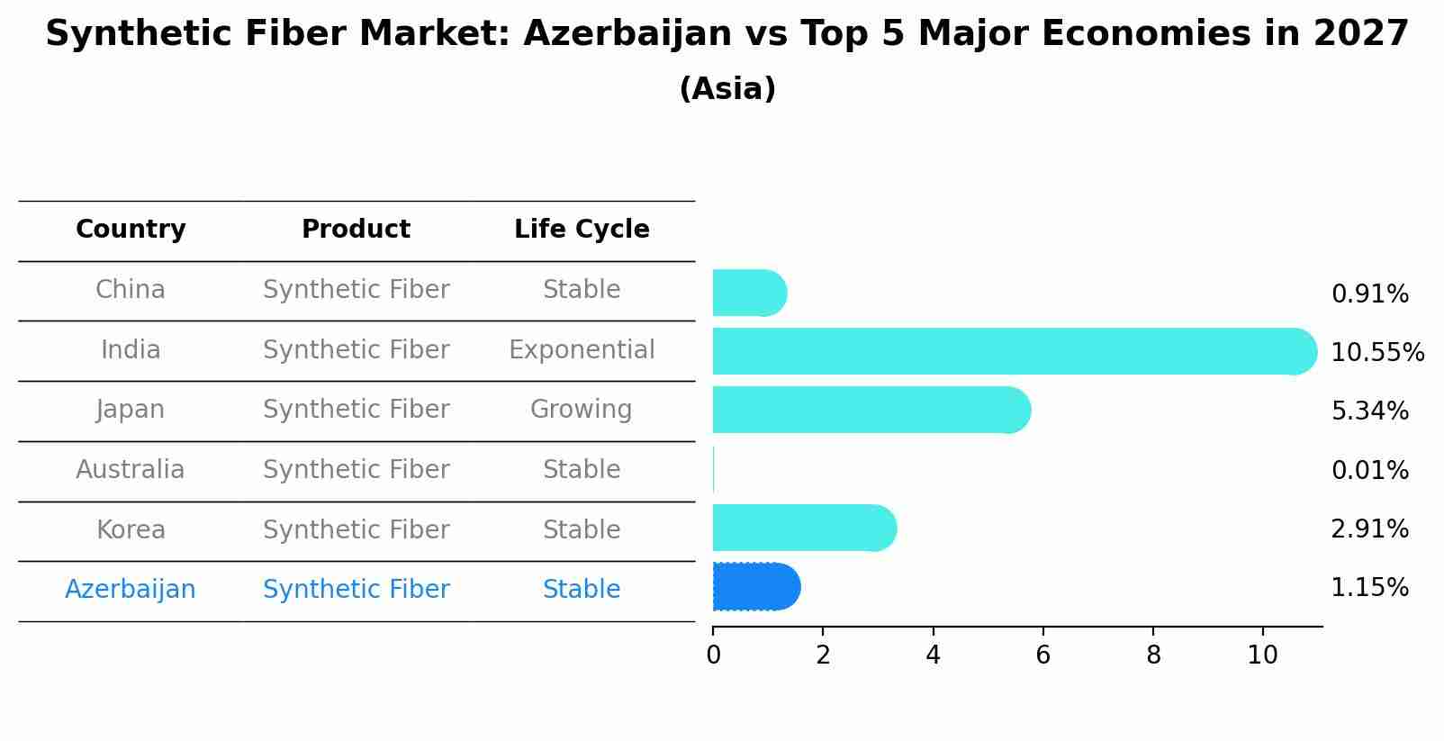 Synthetic Fiber Market: Azerbaijan vs Top 5 Major Economies in 2027 (Asia)