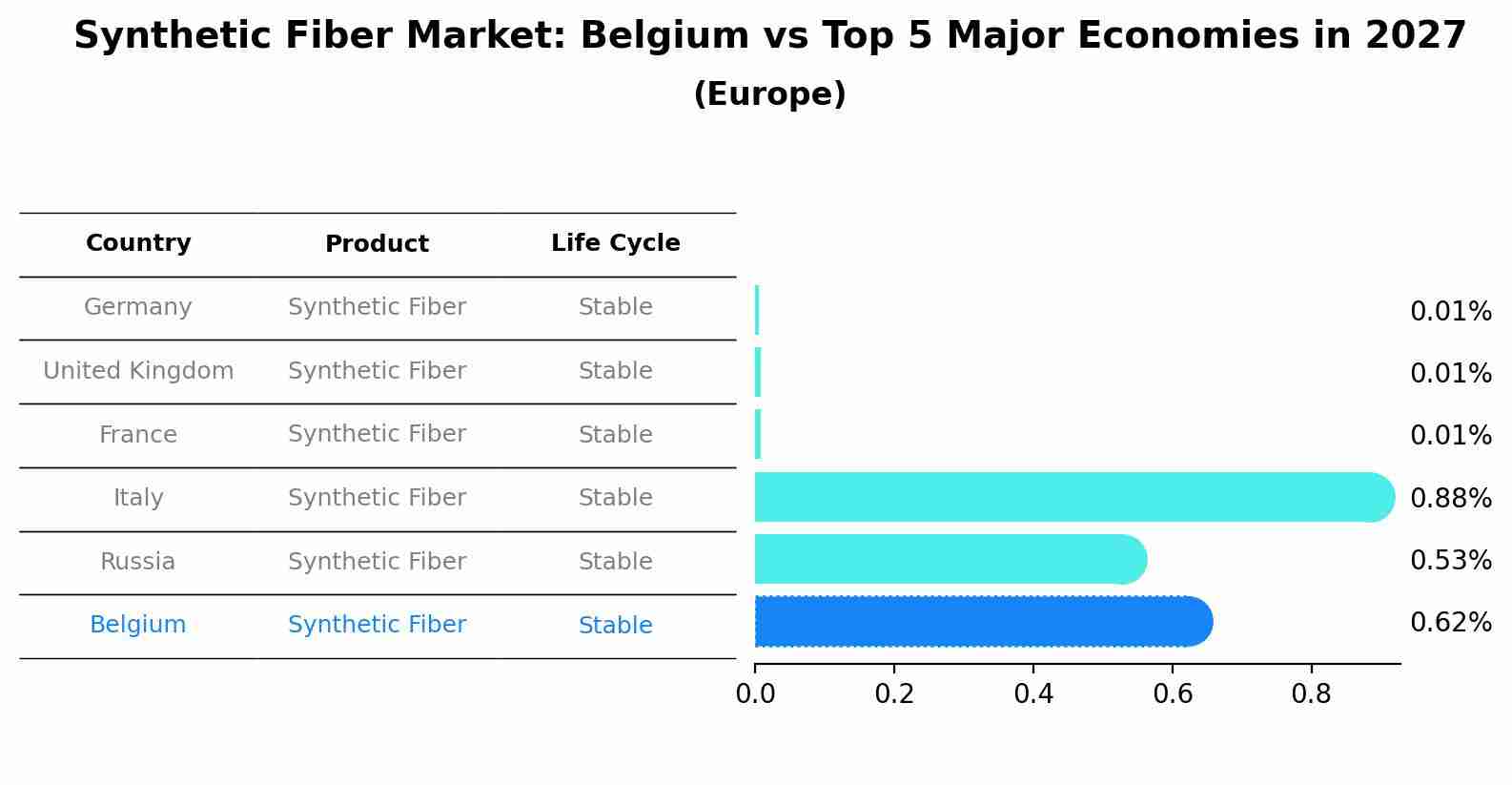 Synthetic Fiber Market: Belgium vs Top 5 Major Economies in 2027 (Europe)