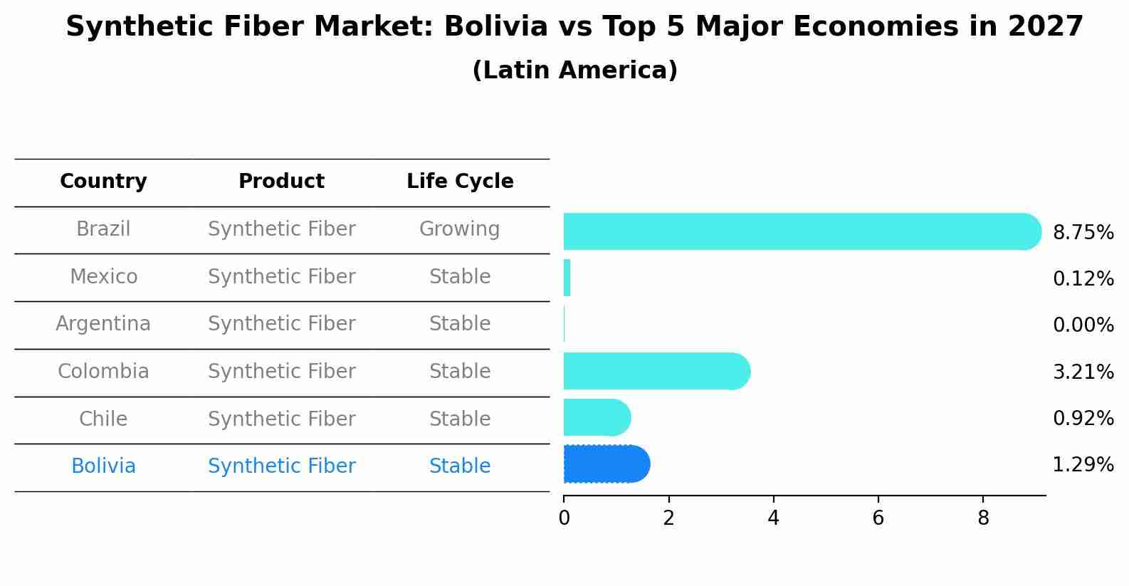 Synthetic Fiber Market: Bolivia vs Top 5 Major Economies in 2027 (Latin America)