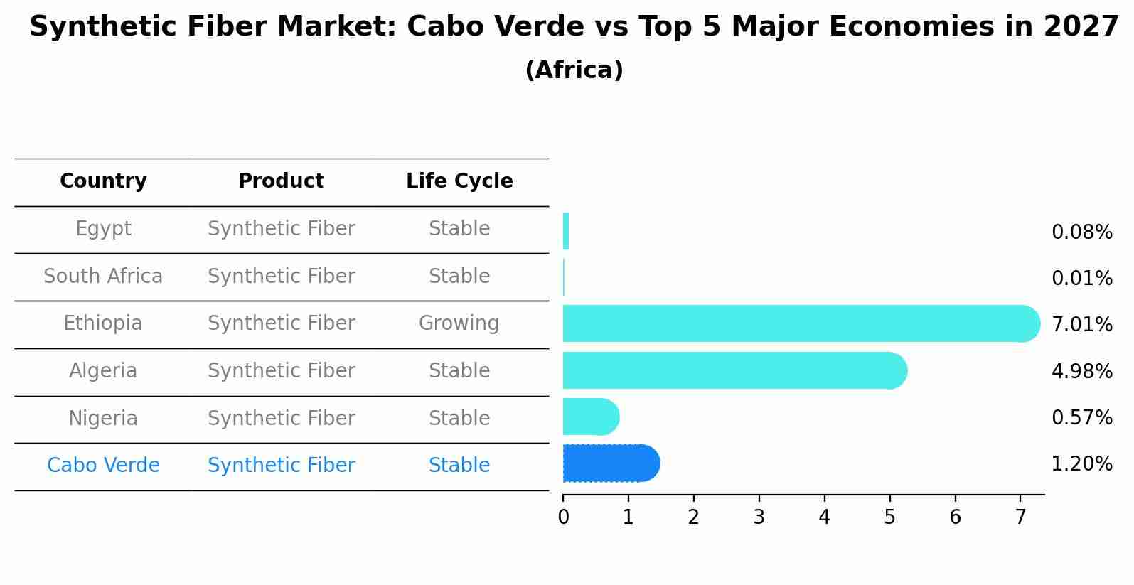 Synthetic Fiber Market: Cabo Verde vs Top 5 Major Economies in 2027 (Africa)