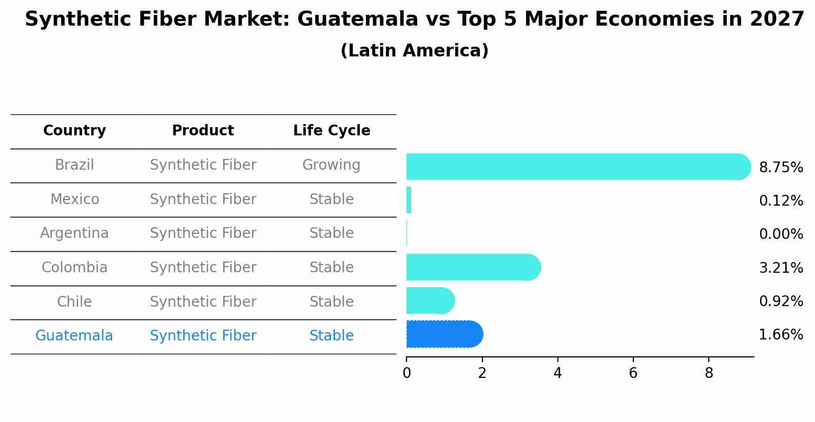 Synthetic Fiber Market: Guatemala vs Top 5 Major Economies in 2027 (Latin America)