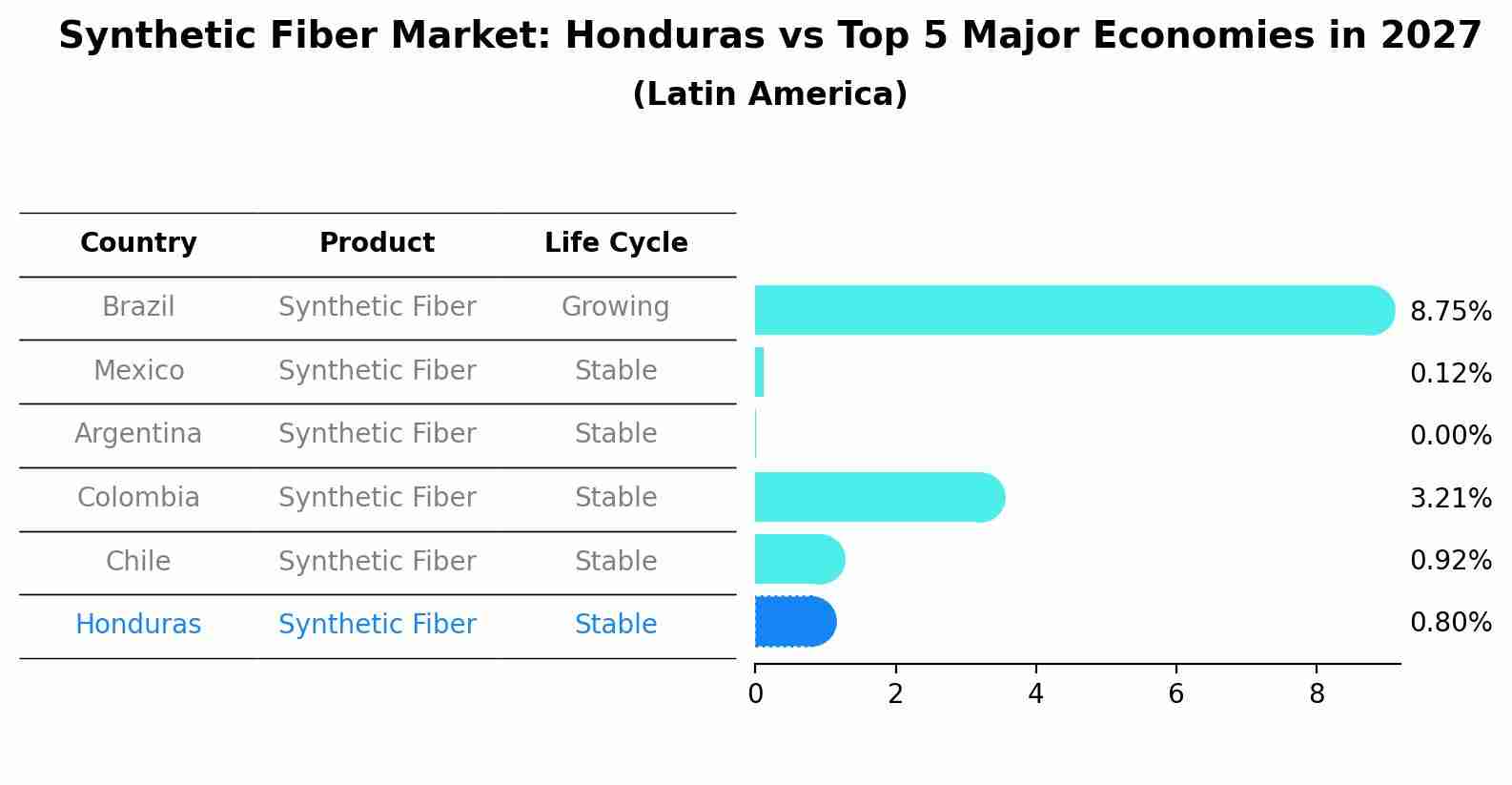 Synthetic Fiber Market: Honduras vs Top 5 Major Economies in 2027 (Latin America)