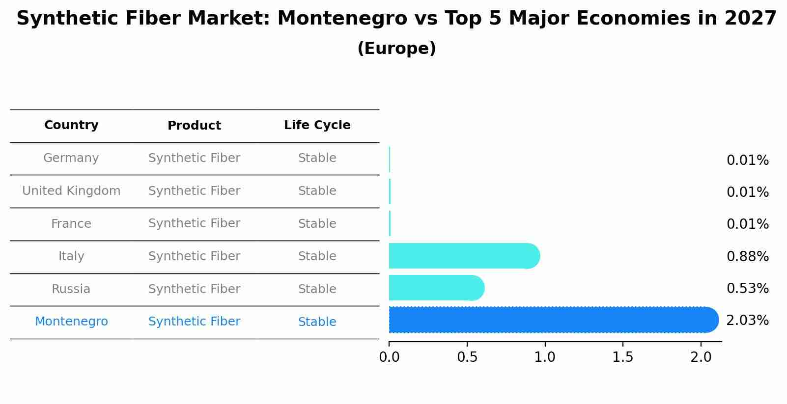 Synthetic Fiber Market: Montenegro vs Top 5 Major Economies in 2027 (Europe)