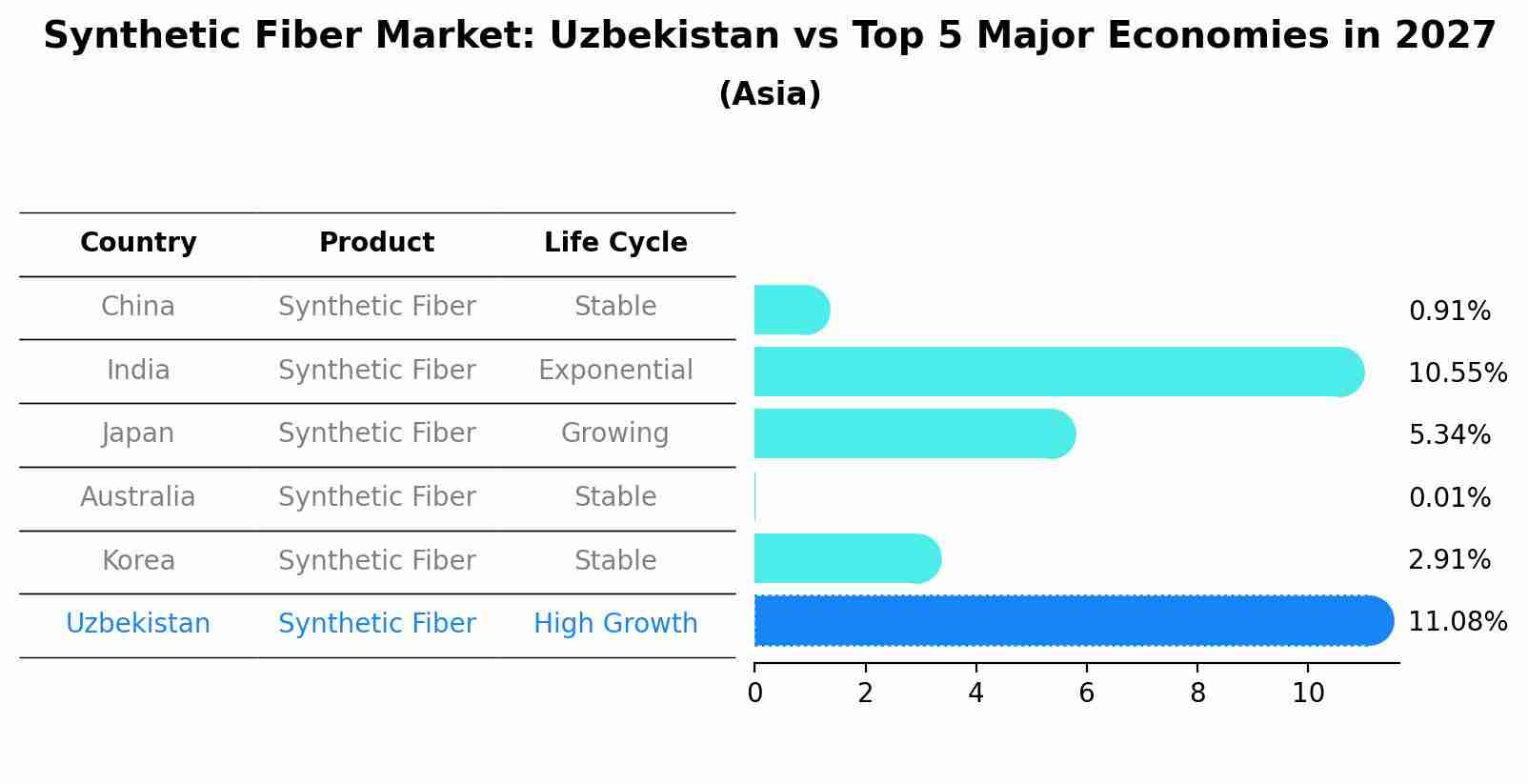 Synthetic Fiber Market: Uzbekistan vs Top 5 Major Economies in 2027 (Asia)