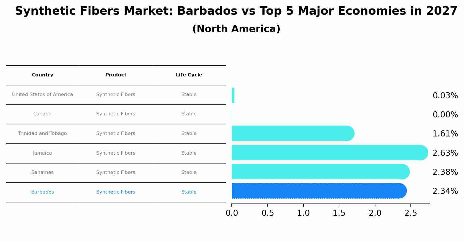 Synthetic Fibers Market: Barbados vs Top 5 Major Economies in 2027 (North America)