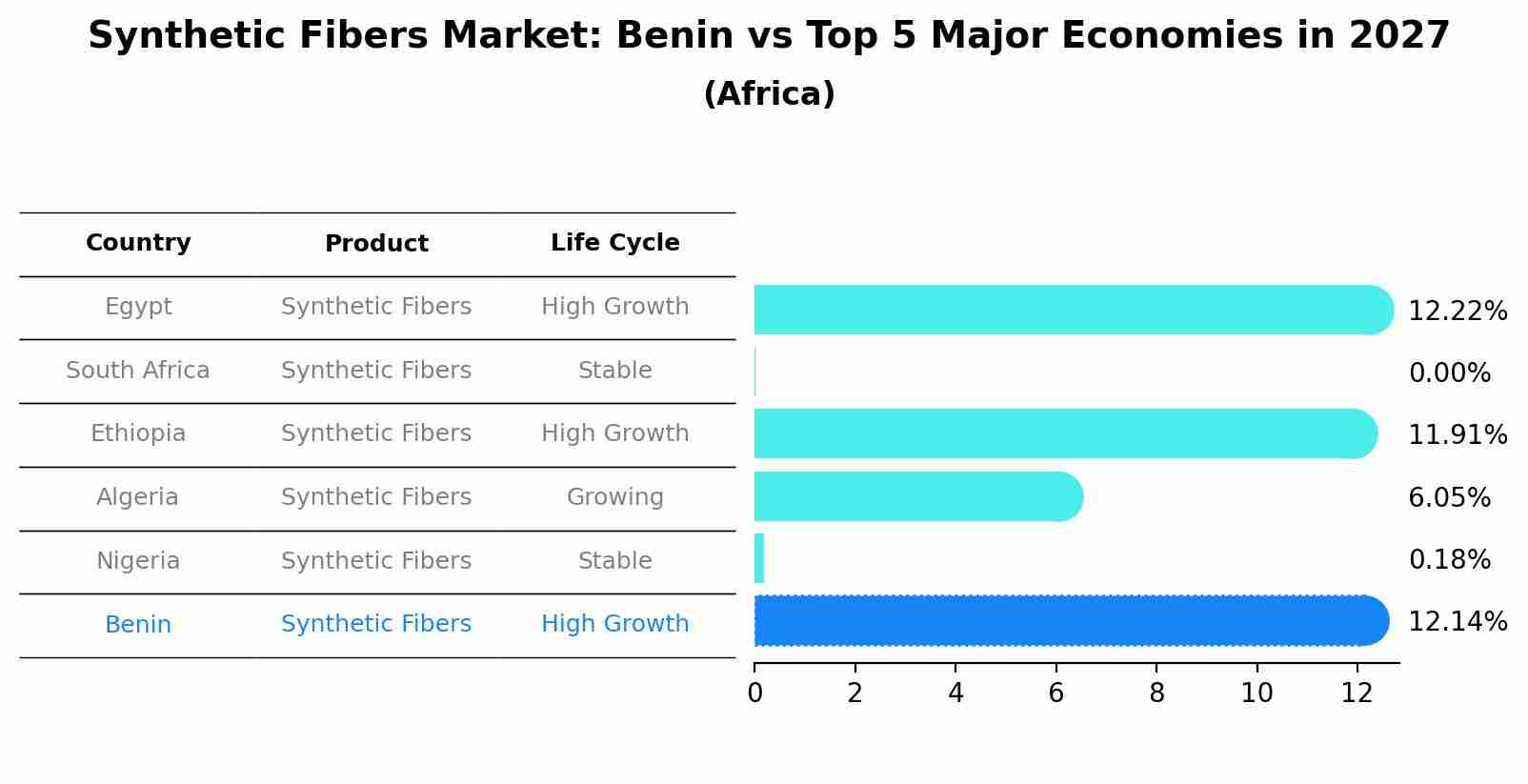 Synthetic Fibers Market: Benin vs Top 5 Major Economies in 2027 (Africa)