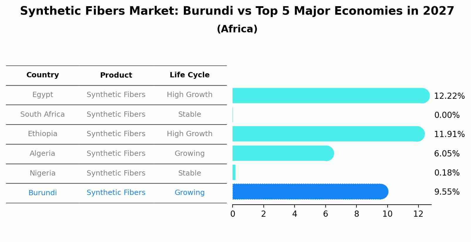 Synthetic Fibers Market: Burundi vs Top 5 Major Economies in 2027 (Africa)