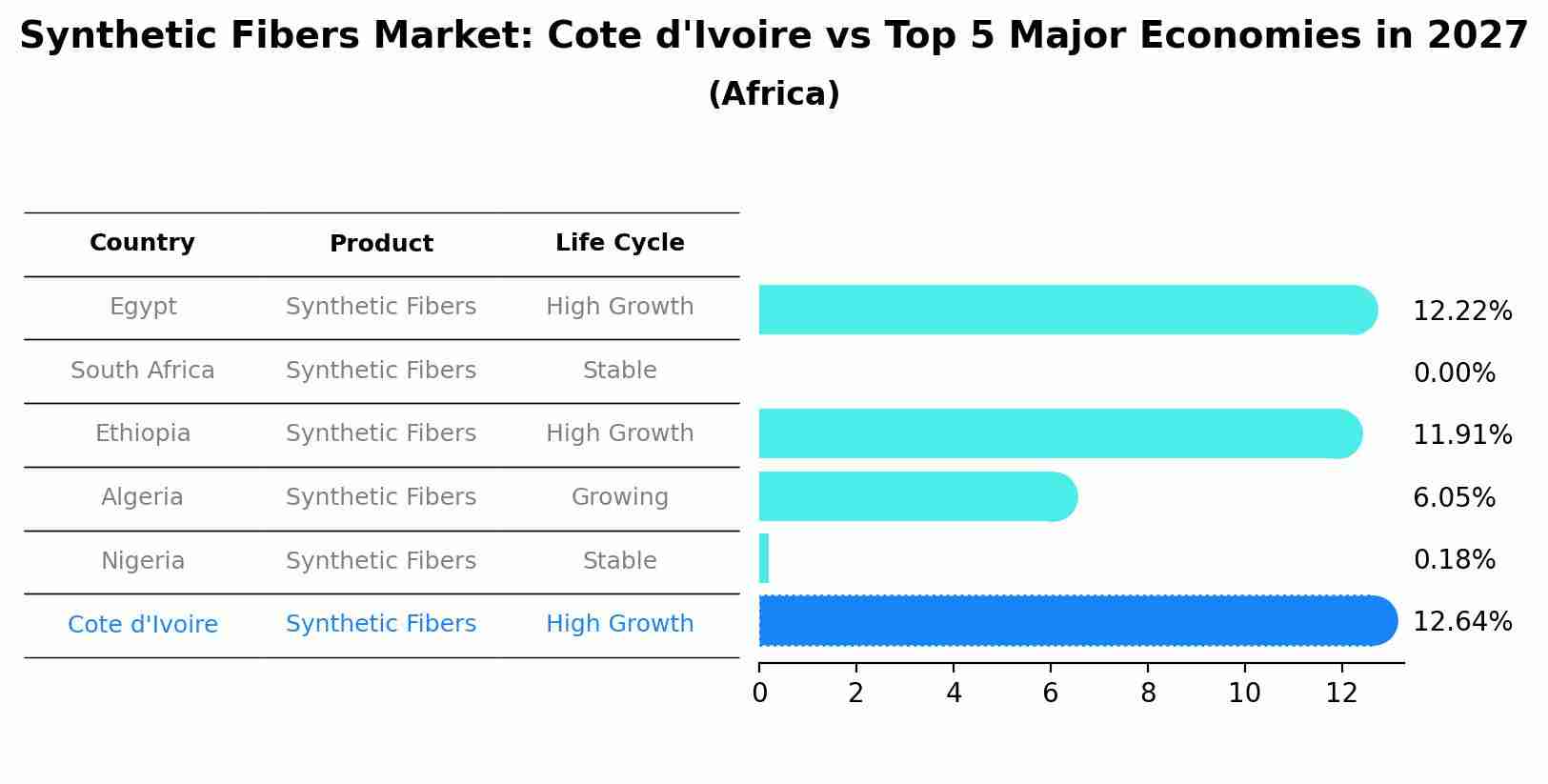 Synthetic Fibers Market: Cote d'Ivoire vs Top 5 Major Economies in 2027 (Africa)