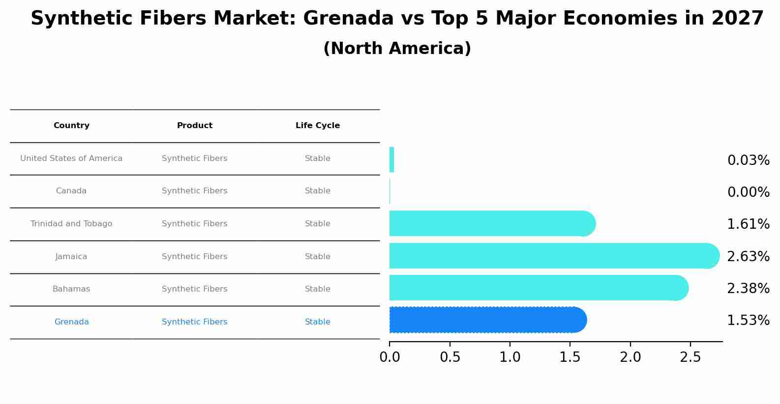 Synthetic Fibers Market: Grenada vs Top 5 Major Economies in 2027 (North America)