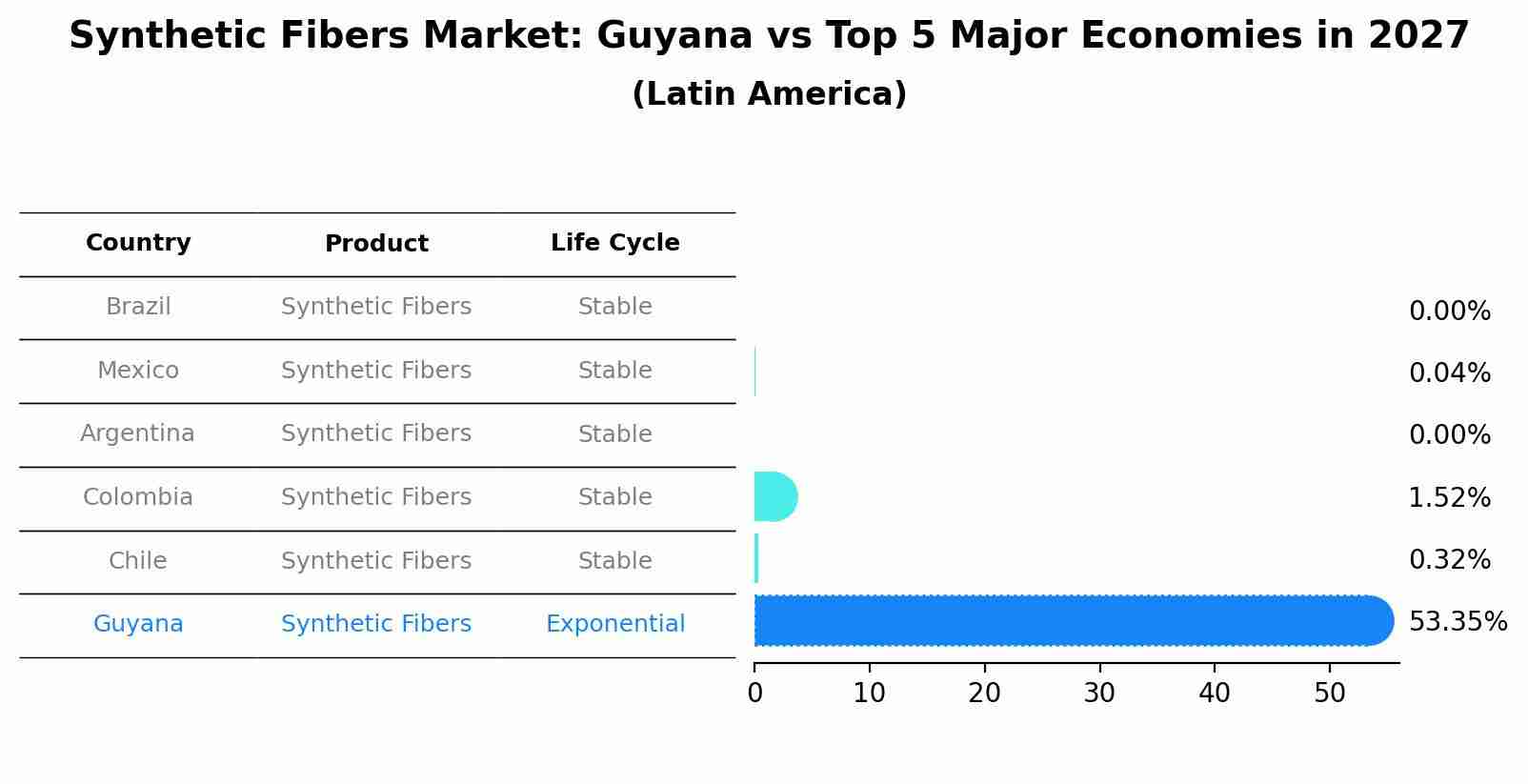 Synthetic Fibers Market: Guyana vs Top 5 Major Economies in 2027 (Latin America)