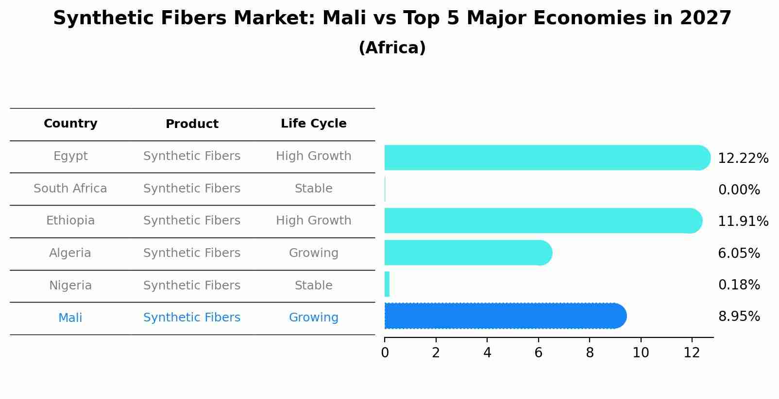 Synthetic Fibers Market: Mali vs Top 5 Major Economies in 2027 (Africa)