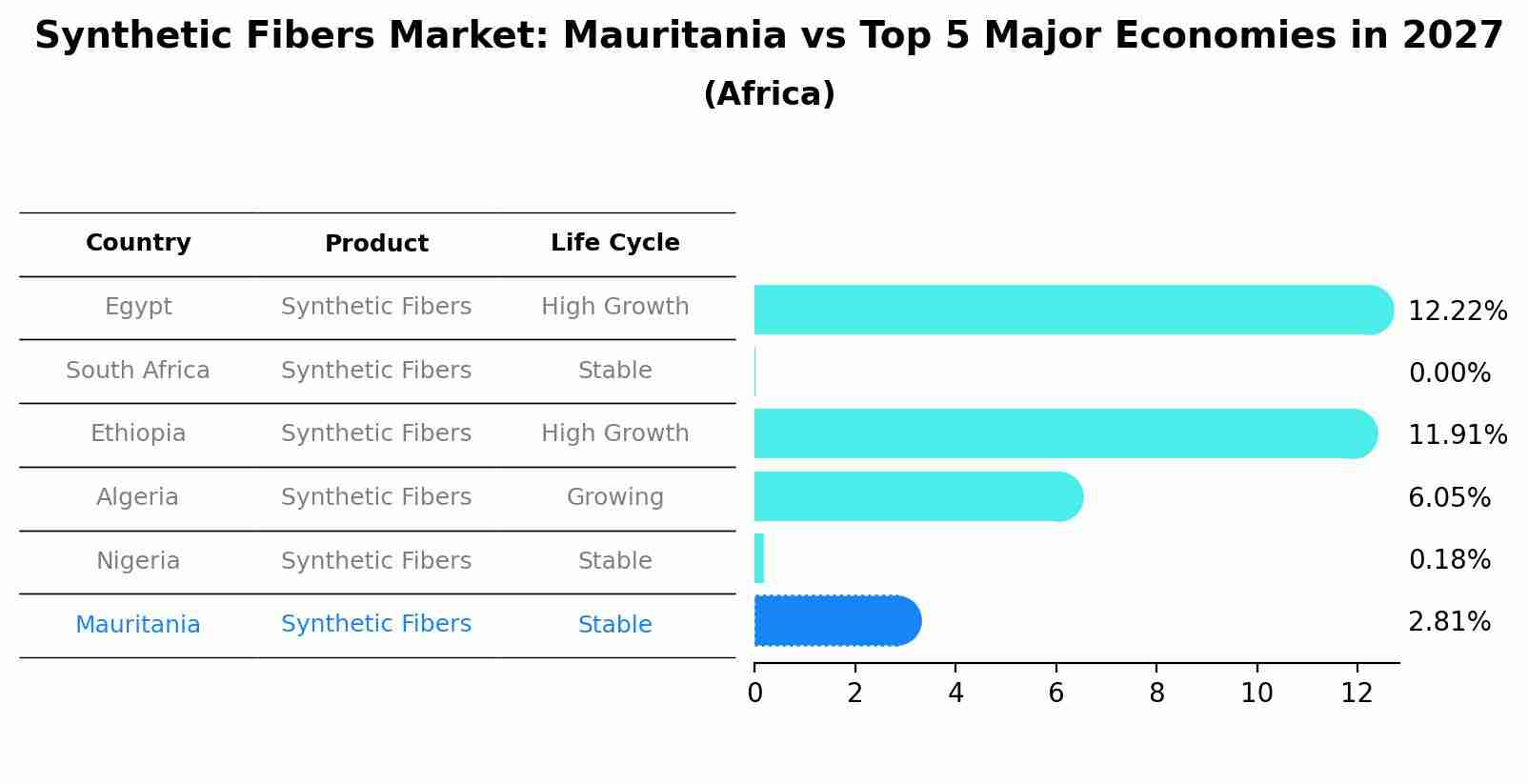 Synthetic Fibers Market: Mauritania vs Top 5 Major Economies in 2027 (Africa)
