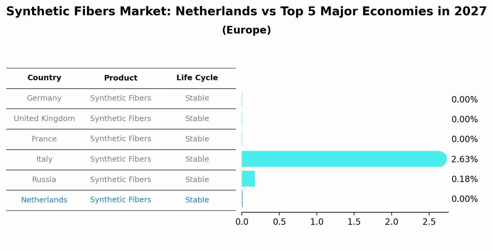 Synthetic Fibers Market: Netherlands vs Top 5 Major Economies in 2027 (Europe)
