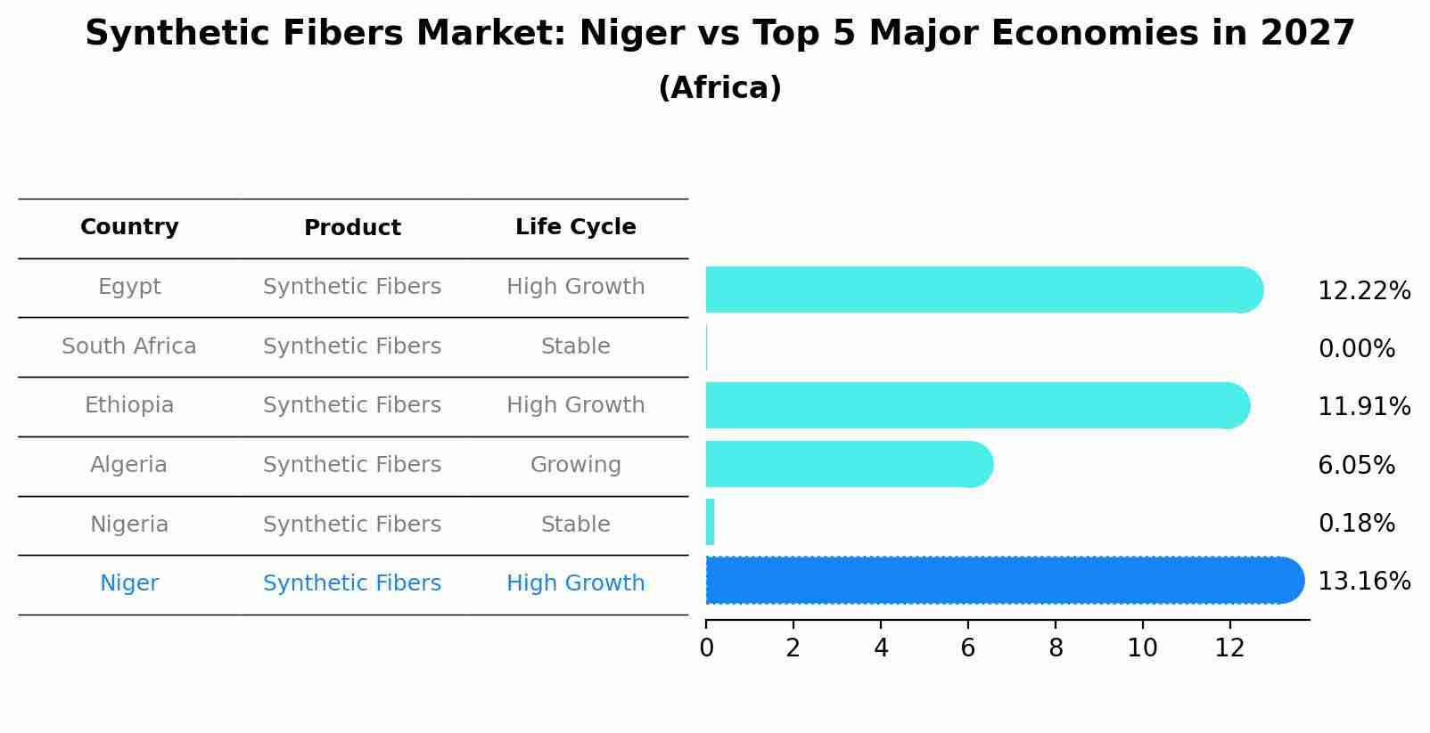 Synthetic Fibers Market: Niger vs Top 5 Major Economies in 2027 (Africa)