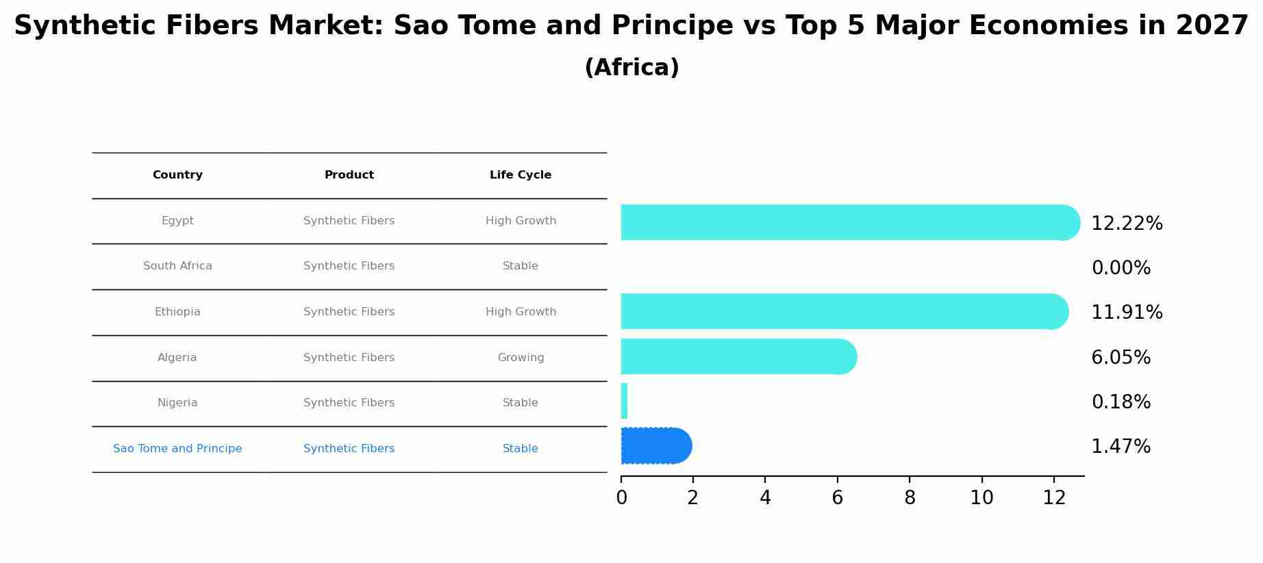 Synthetic Fibers Market: Sao Tome and Principe vs Top 5 Major Economies in 2027 (Africa)