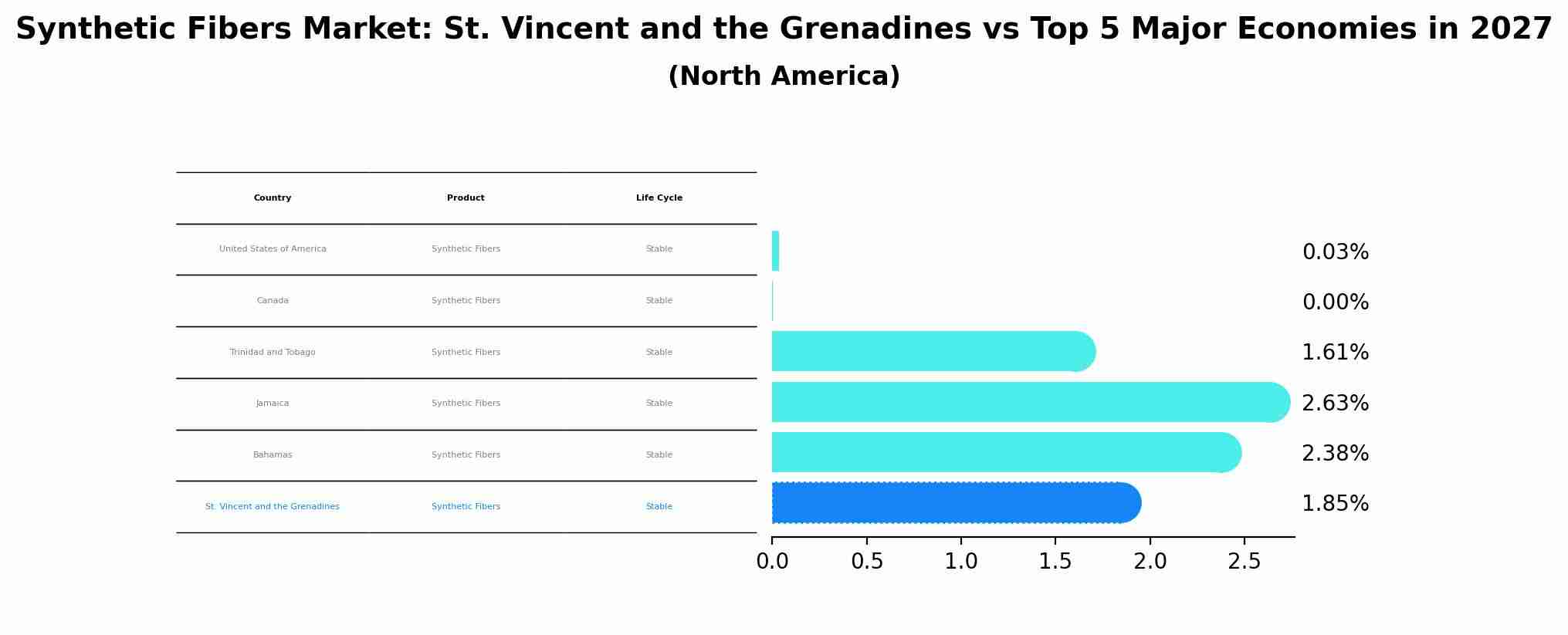 Synthetic Fibers Market: St. Vincent and the Grenadines vs Top 5 Major Economies in 2027 (North America)