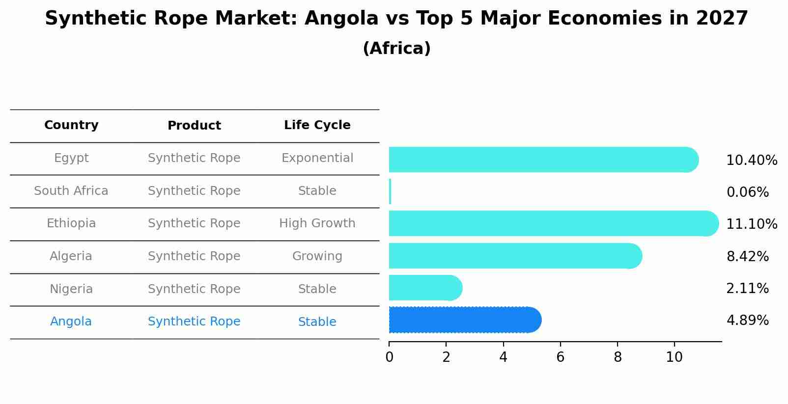 Synthetic Rope Market: Angola vs Top 5 Major Economies in 2027 (Africa)
