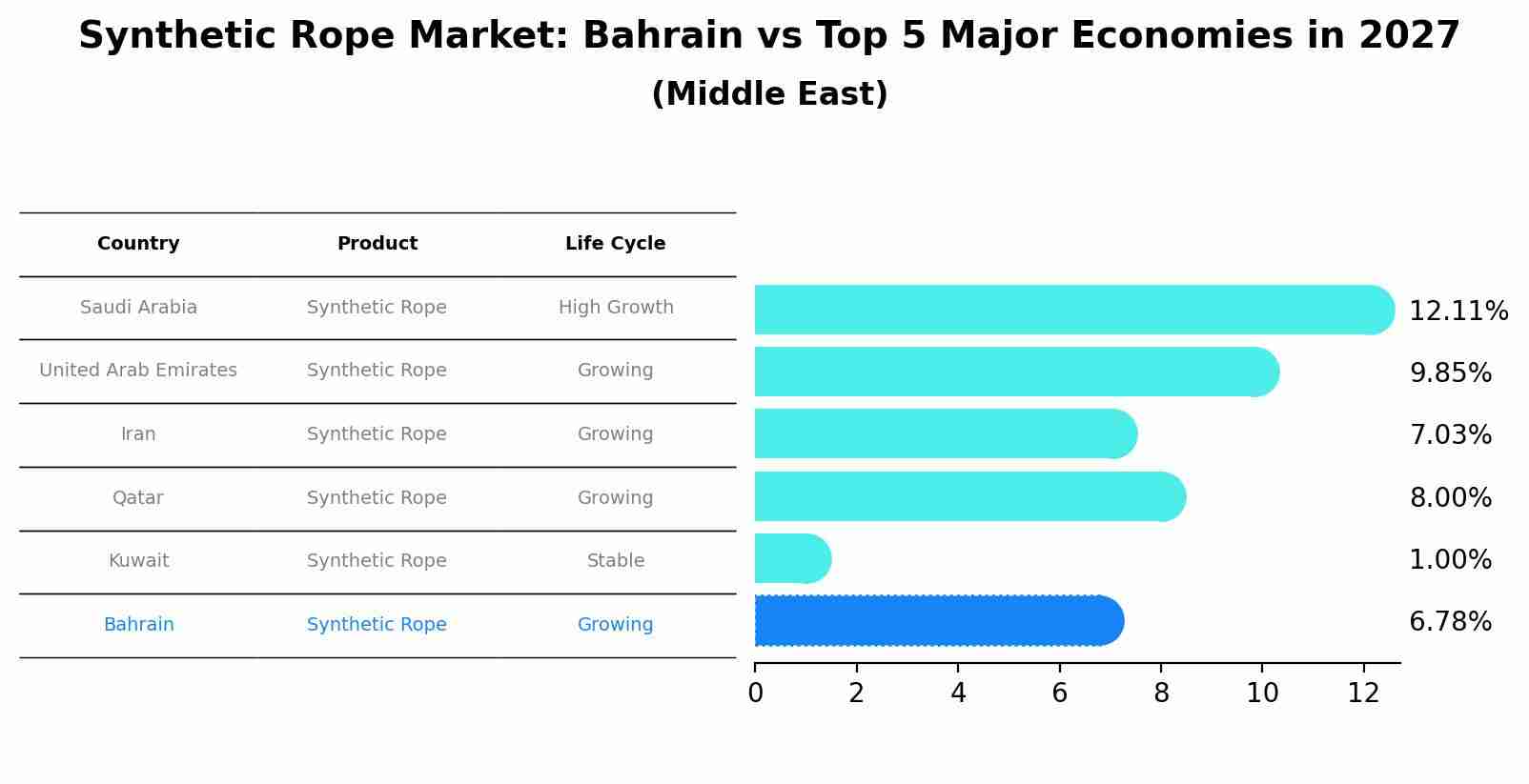 Synthetic Rope Market: Bahrain vs Top 5 Major Economies in 2027 (Middle East)