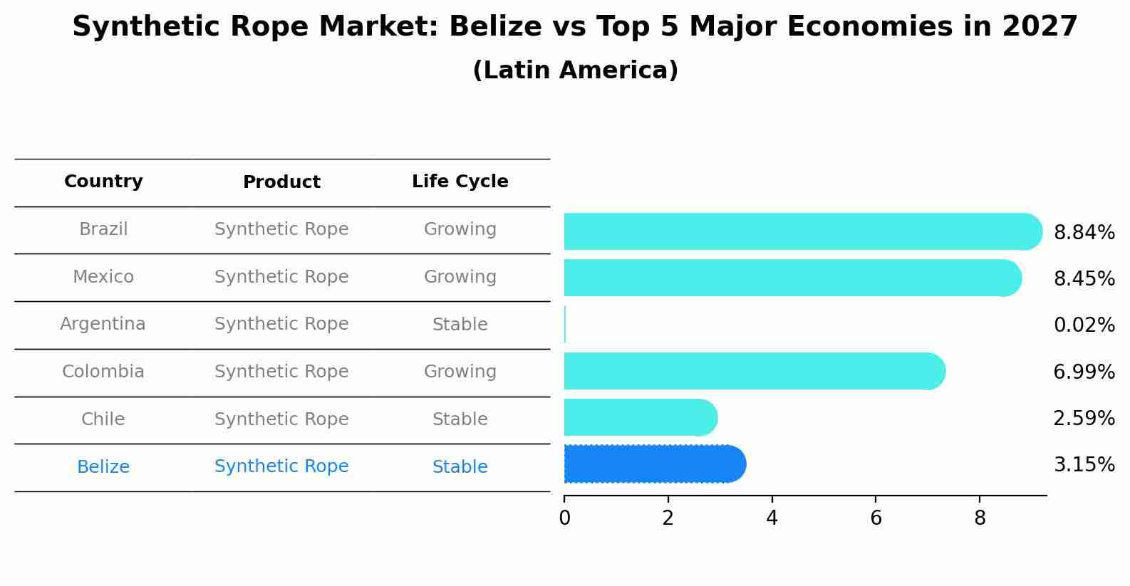 Synthetic Rope Market: Belize vs Top 5 Major Economies in 2027 (Latin America)