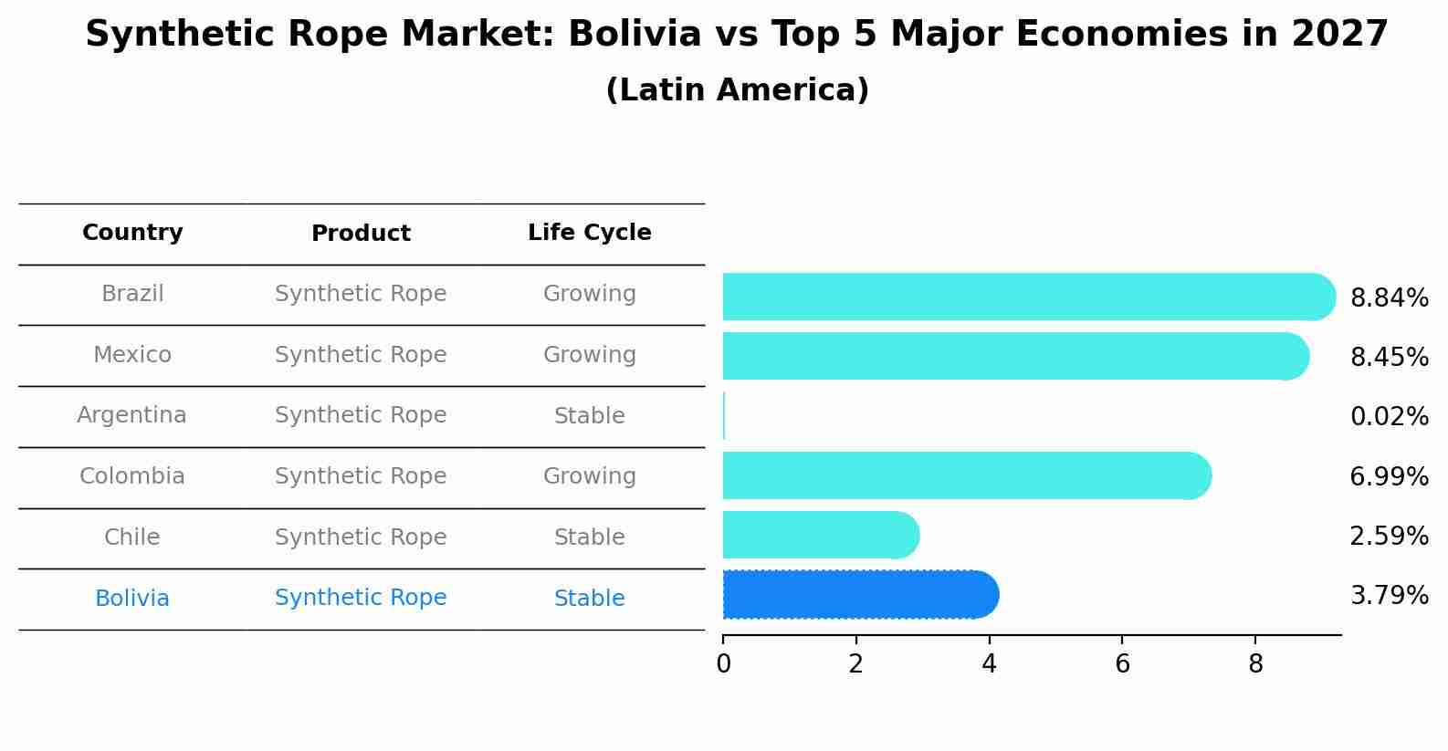 Synthetic Rope Market: Bolivia vs Top 5 Major Economies in 2027 (Latin America)