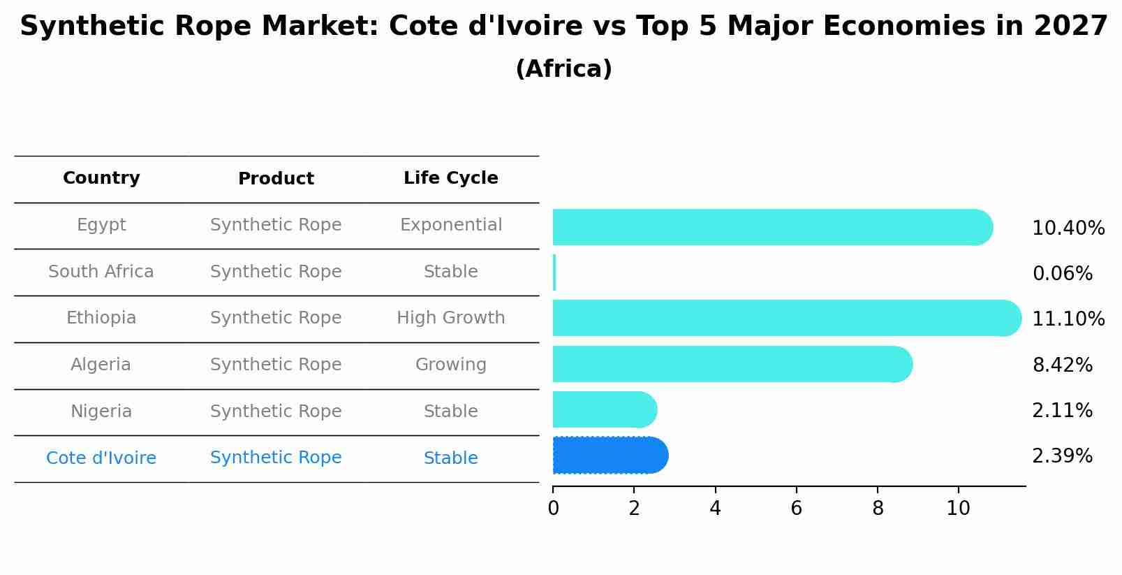 Synthetic Rope Market: Cote d'Ivoire vs Top 5 Major Economies in 2027 (Africa)